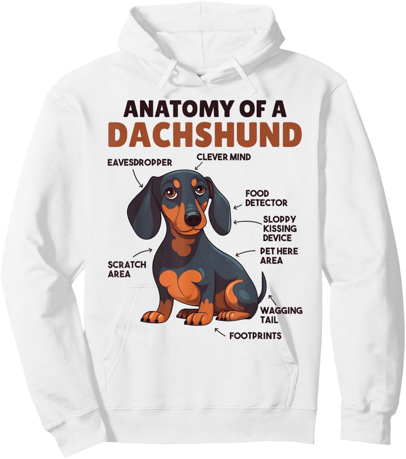 Favorite Animal Cute Animals Explanations Dachshund Anatomy - Kids, Animal Lovers - White - Short Sleeve - - - Small - Classic Fit - Lightweight - Cotton, Polyester Hoodie - Hoodie | White
