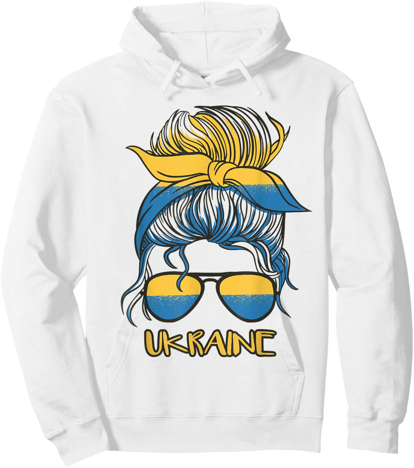 Messy Bun Hair Ukrainian Flag Girl Ukraine Hoodie - Hoodie | White