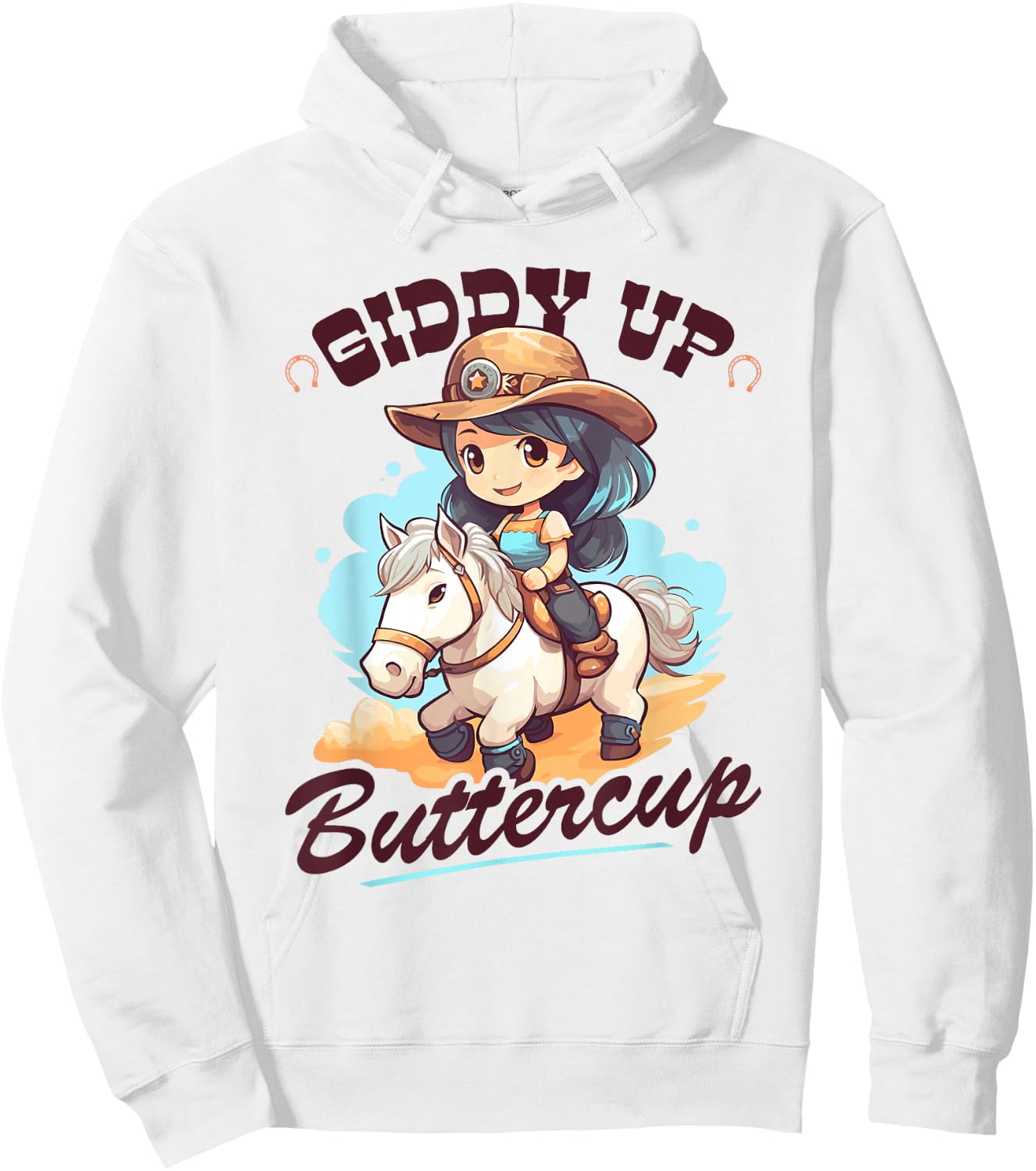 Giddy Up Buttercup, Country Rodeo Girl Toddler Cowgirl Hoodie - Hoodie | White