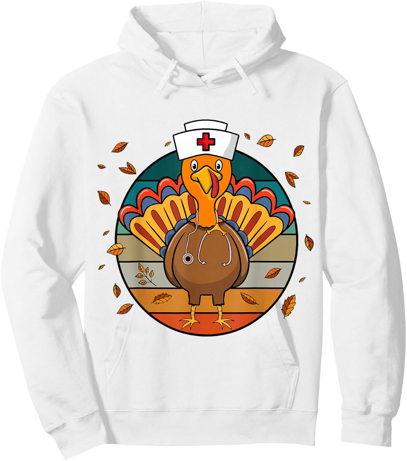 Happy Thanksgiving Funny Turkey Nurse Hoodie - Hoodie | White
