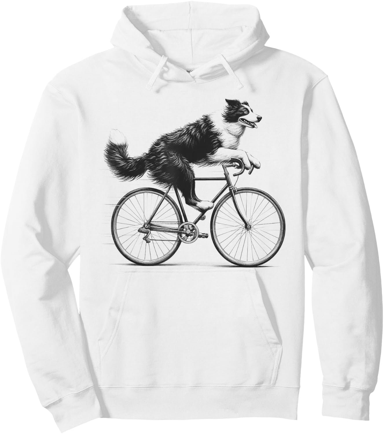 Border Collie Dog Riding a Bike Bicycle Biker Cycling Men Women Kids Hoodie - Hoodie | White