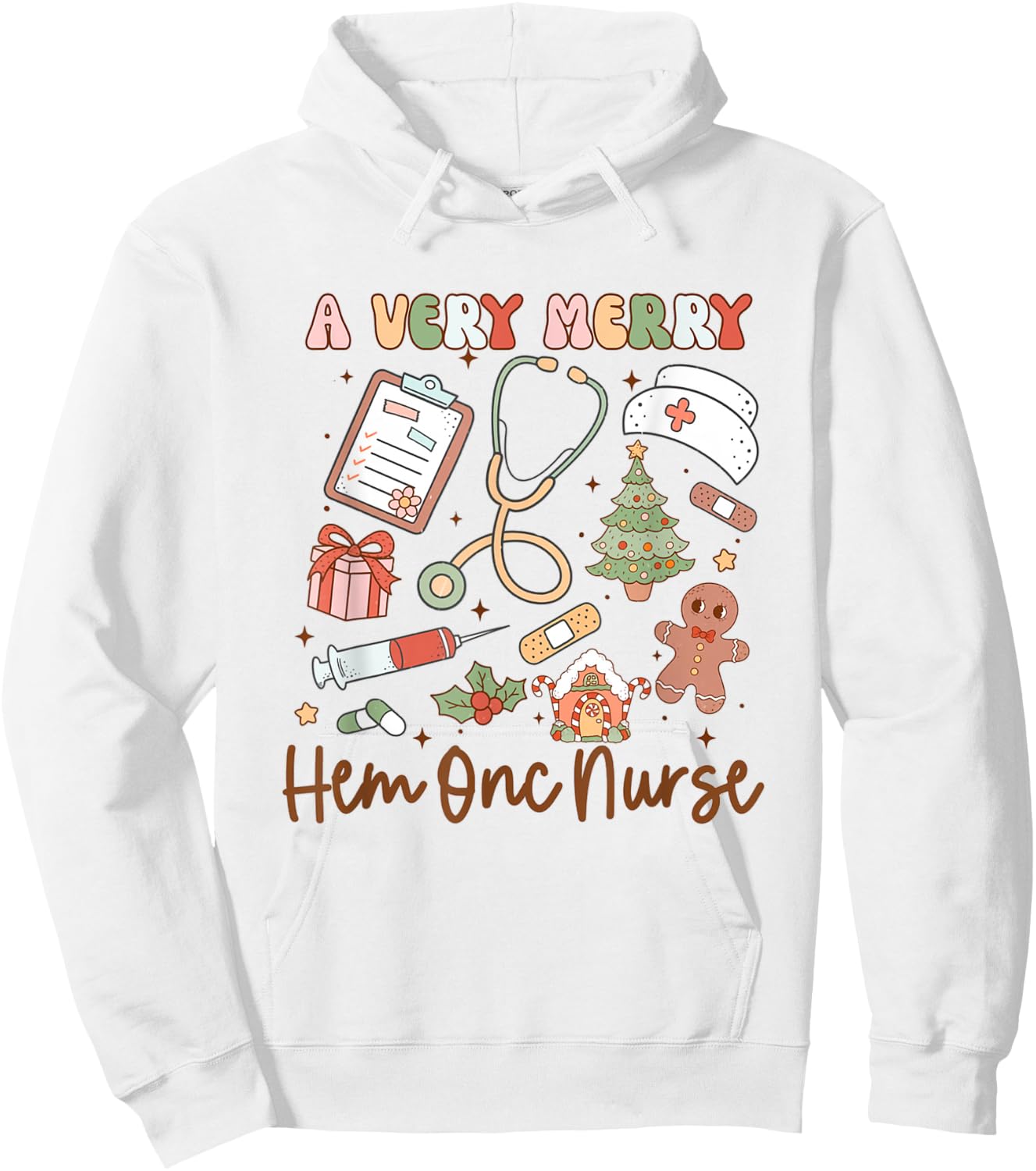 A Very Merry Hem Onc Nurse Christmas Hematology Oncology Hoodie - Hoodie | White