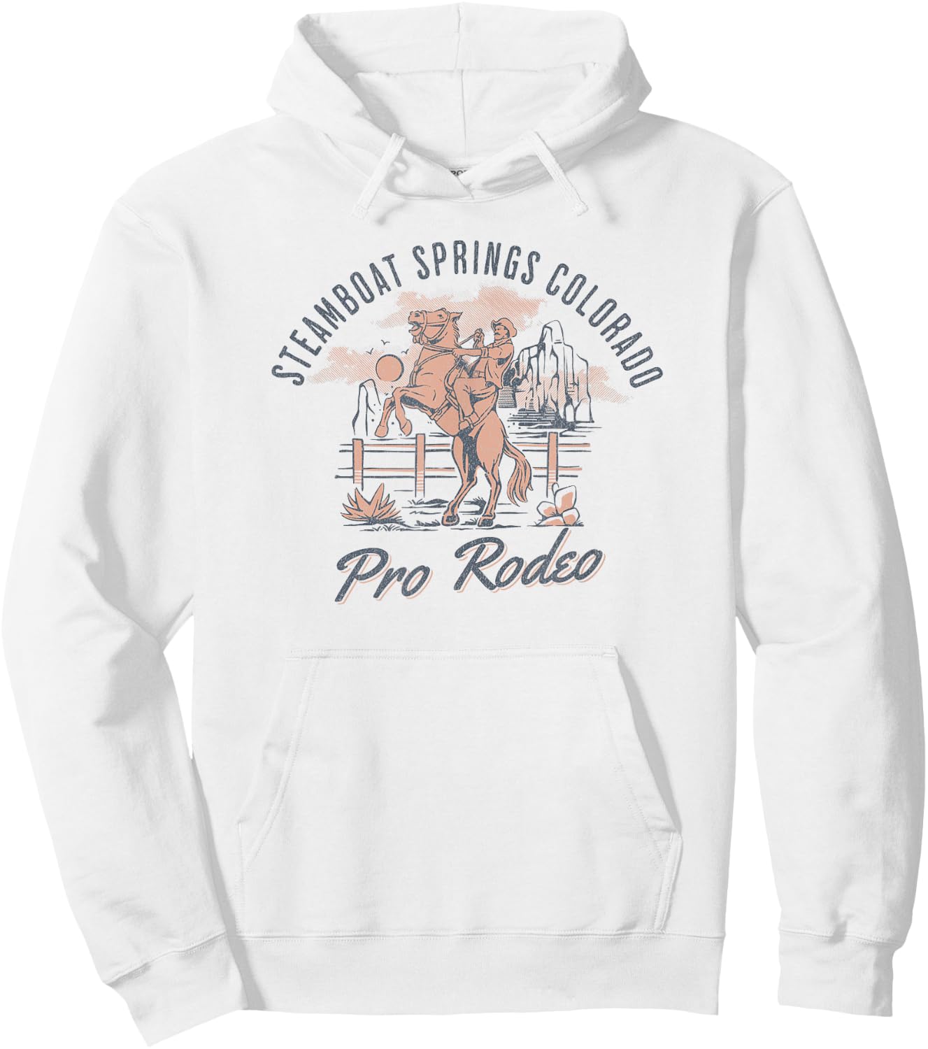Steamboat Springs Pro Rodeo Days Colorado Cowboy and Horse Hoodie - Hoodie | White