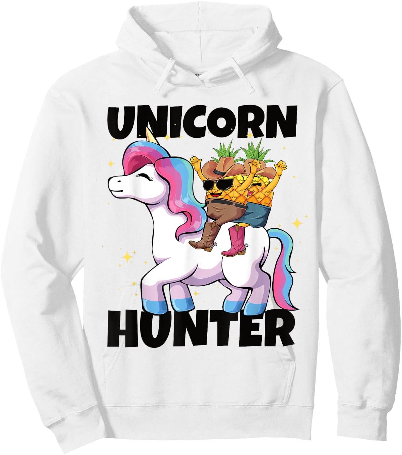 Upside Down Pineapple Swinger Unicorn Hunter Hoodie - Hoodie | White