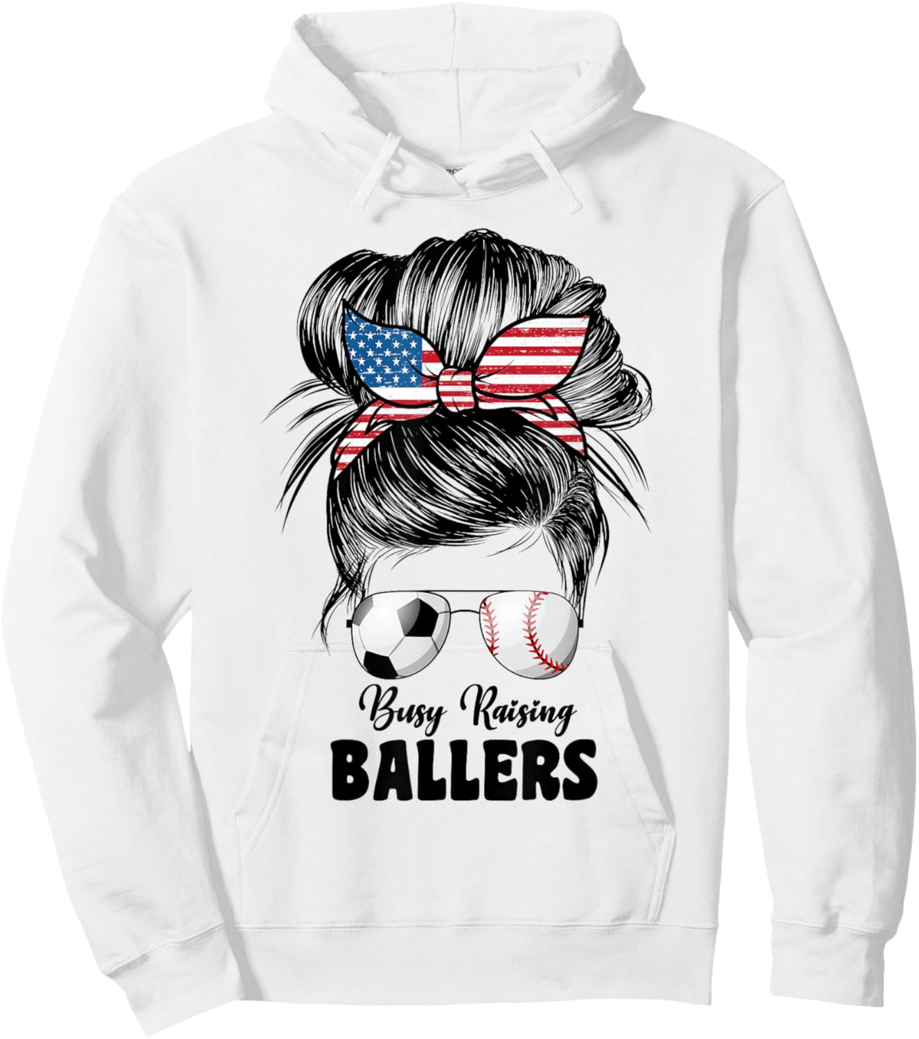 Busy Raising Ballers Soccer And Baseball Mama Mom Hoodie - Hoodie | White