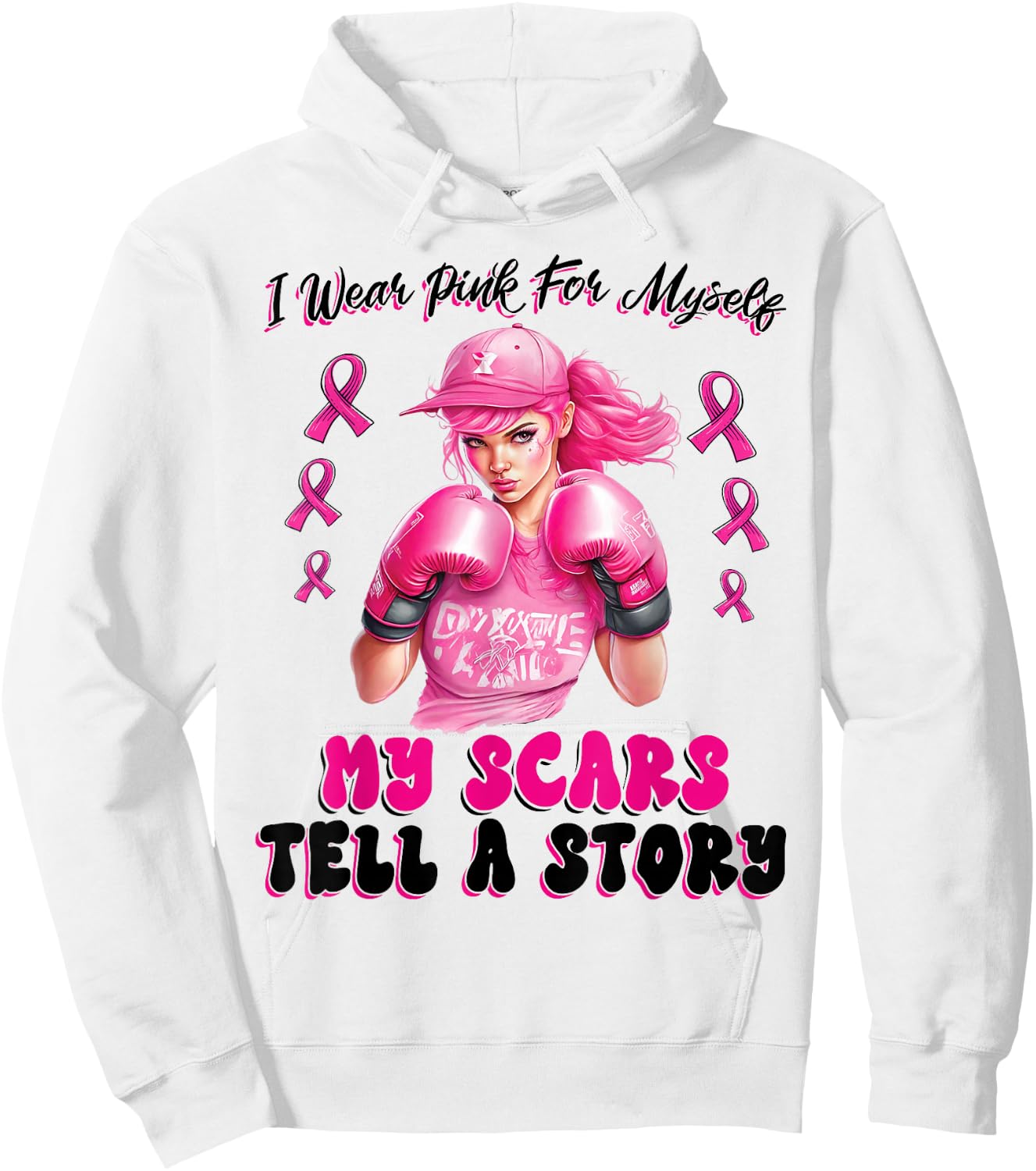 I Wear Pink For Myself My Scars Tell A Story Girl Warrior Hoodie - Hoodie | White