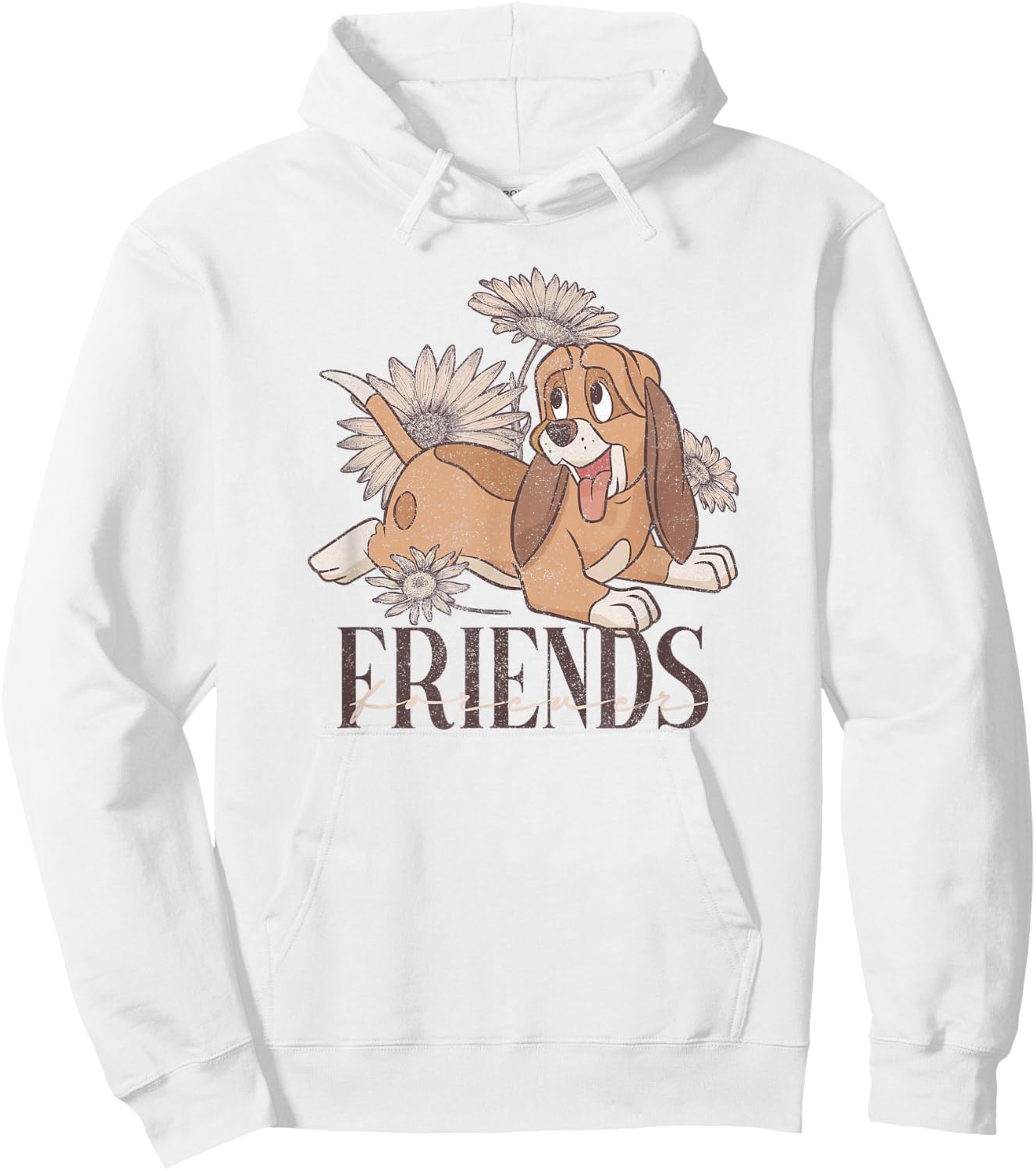 Disney The Fox and The Hound Friends Forever Floral Logo Hoodie - Hoodie | White