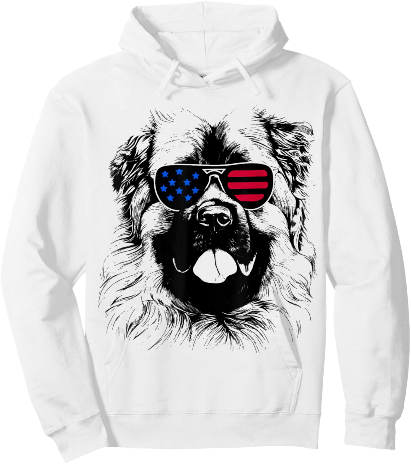 Caucasian Shepherd Dog 4th July America USA Flag Hoodie - Hoodie | White