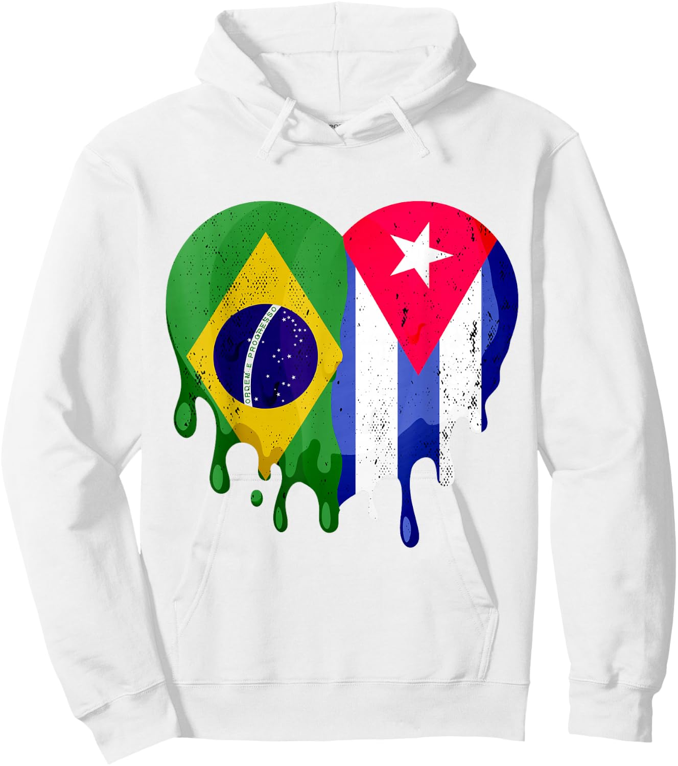 Brazil Cuba Flag Heart Citizen Grown Patriot Country Hoodie - Hoodie | White