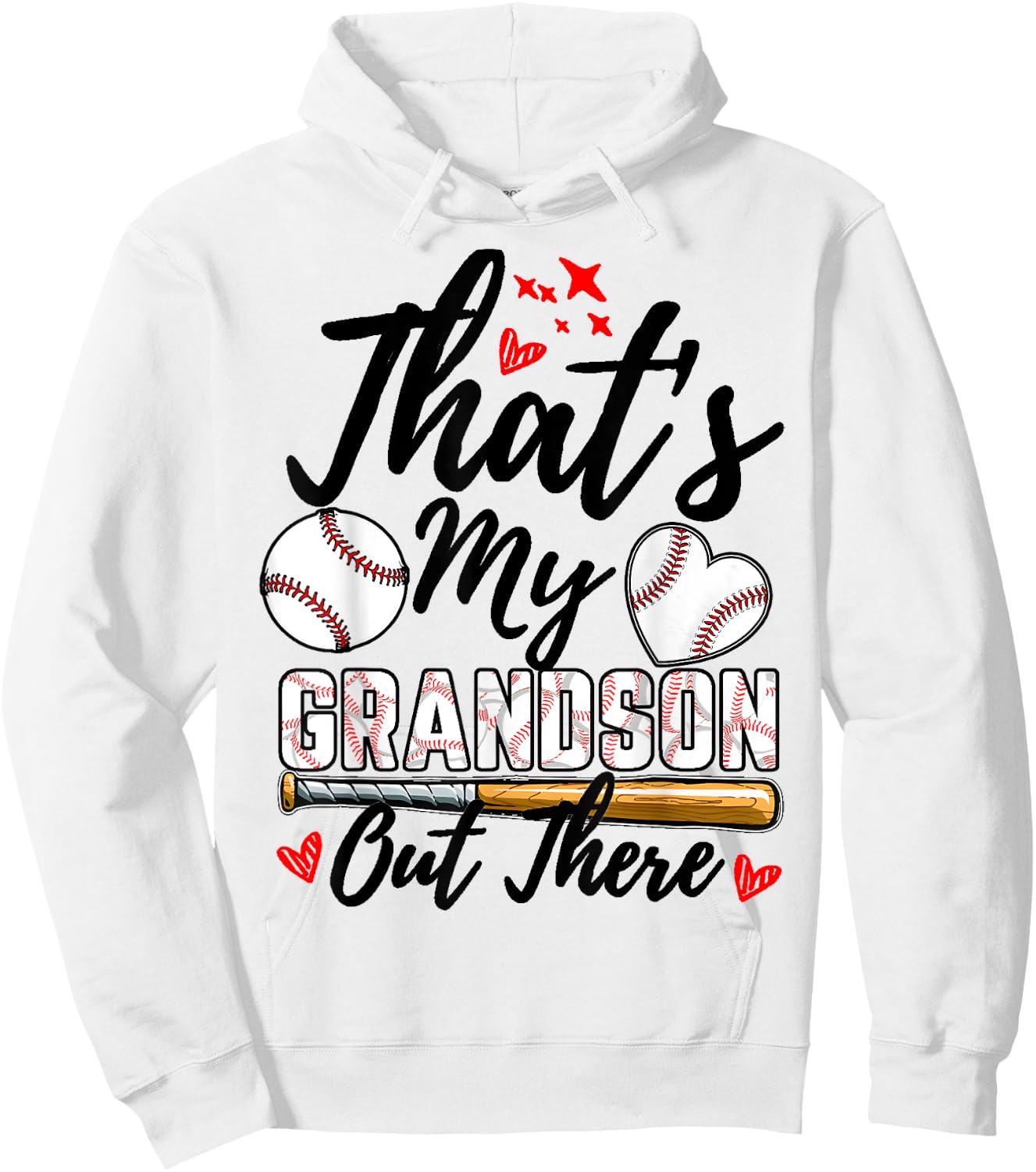 That's My Grandson Out There Baseball Grandma Mother's Day Hoodie - Hoodie | White