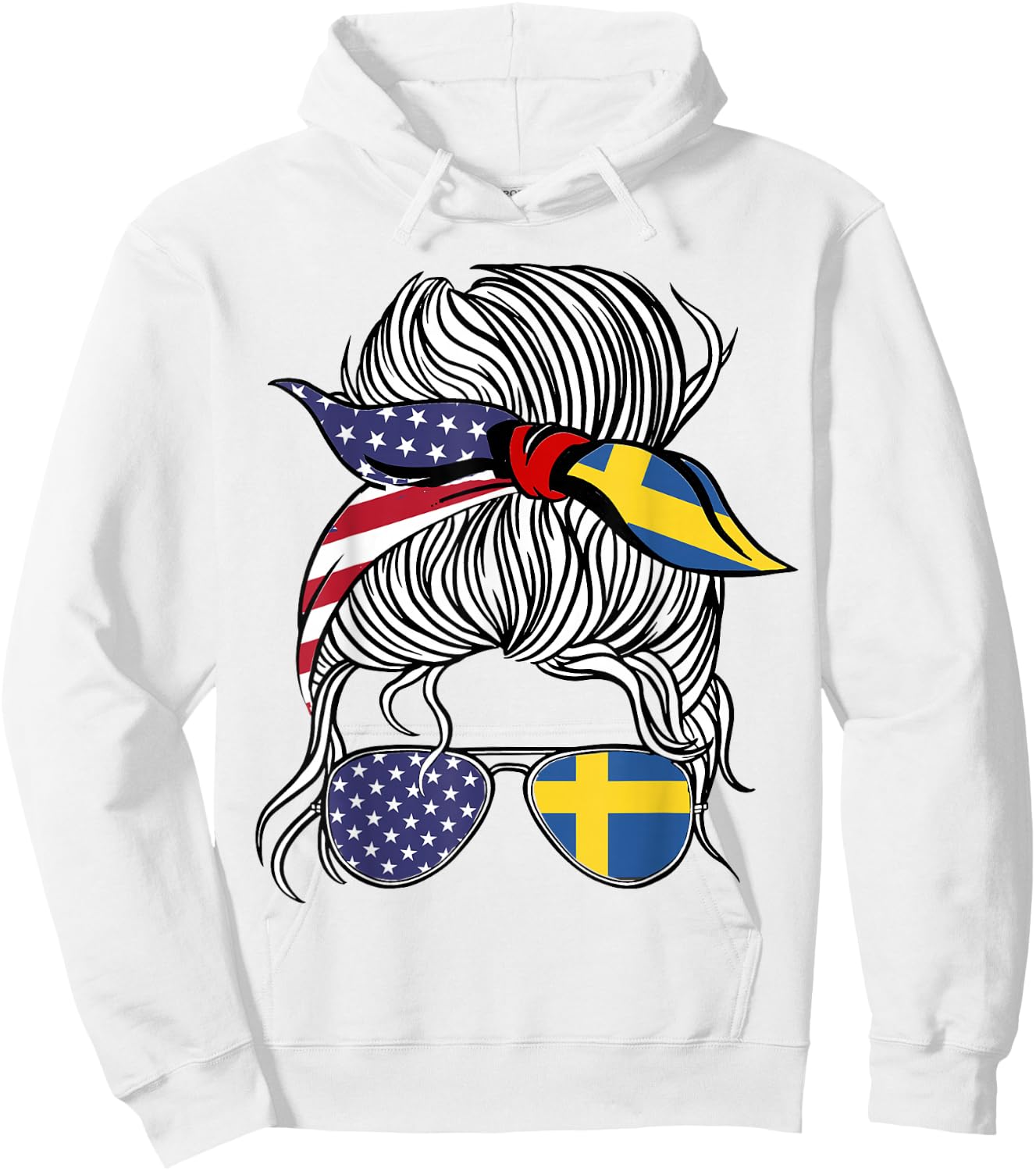 American Swedish Patriot Flag Women Girl Sweden Grown Hoodie - Hoodie | White