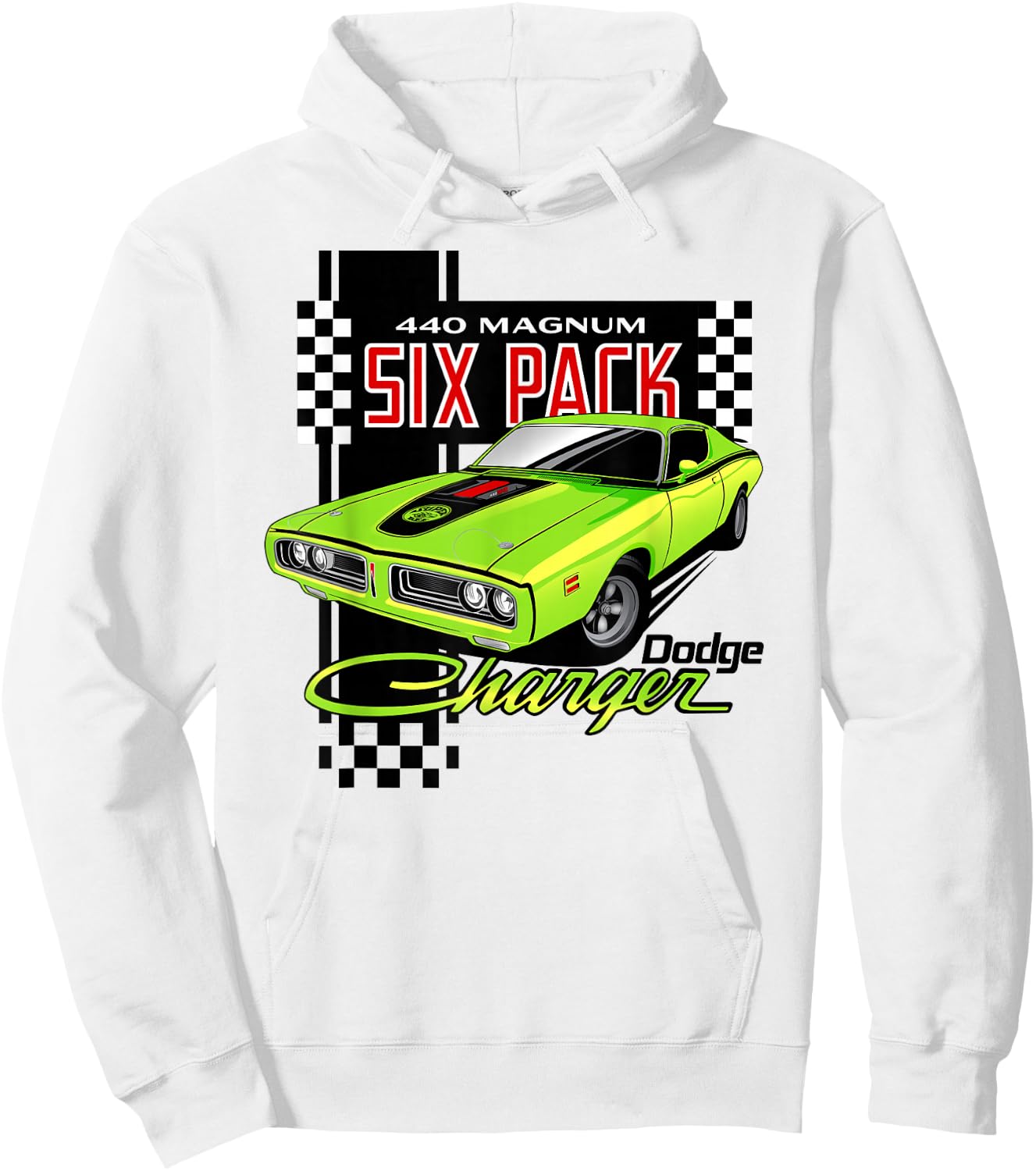 Dodge Charger 440 Magnum Six Pack Hoodie - Hoodie | White