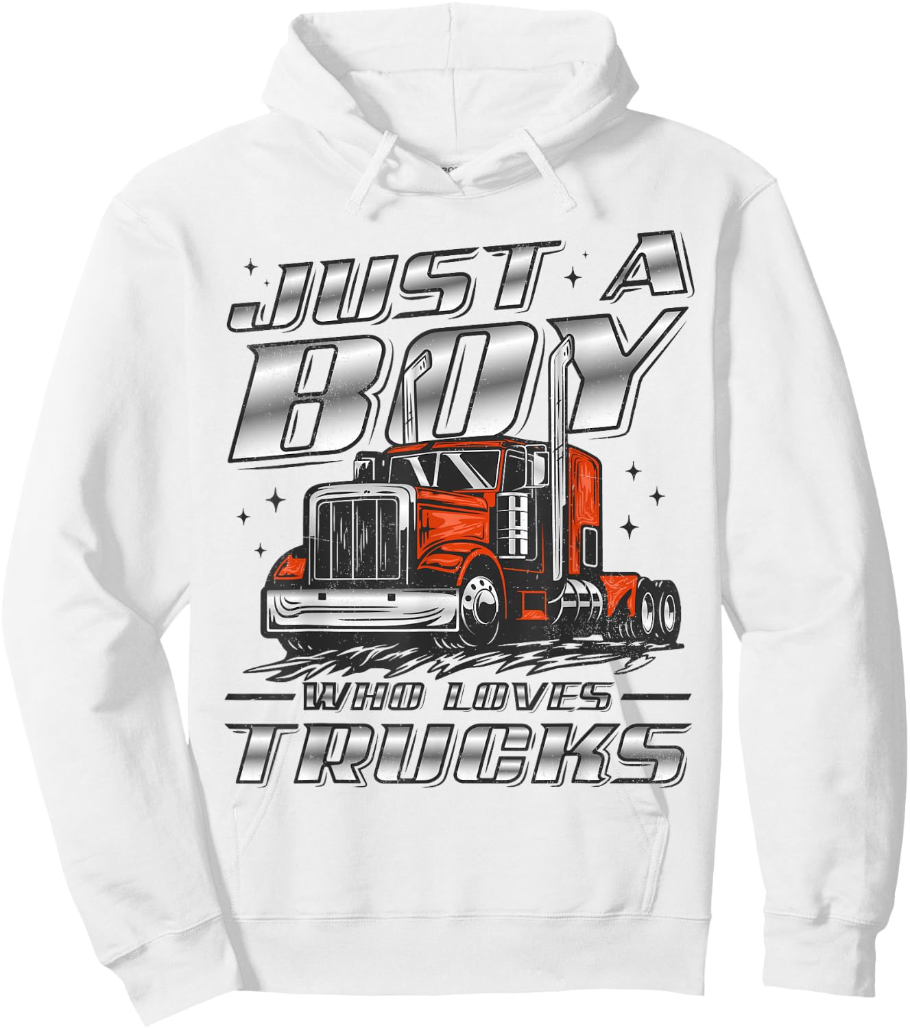 Just A Boy Who Loves Trucks Trucker Semi Truck Driver Funny Hoodie - Hoodie | White