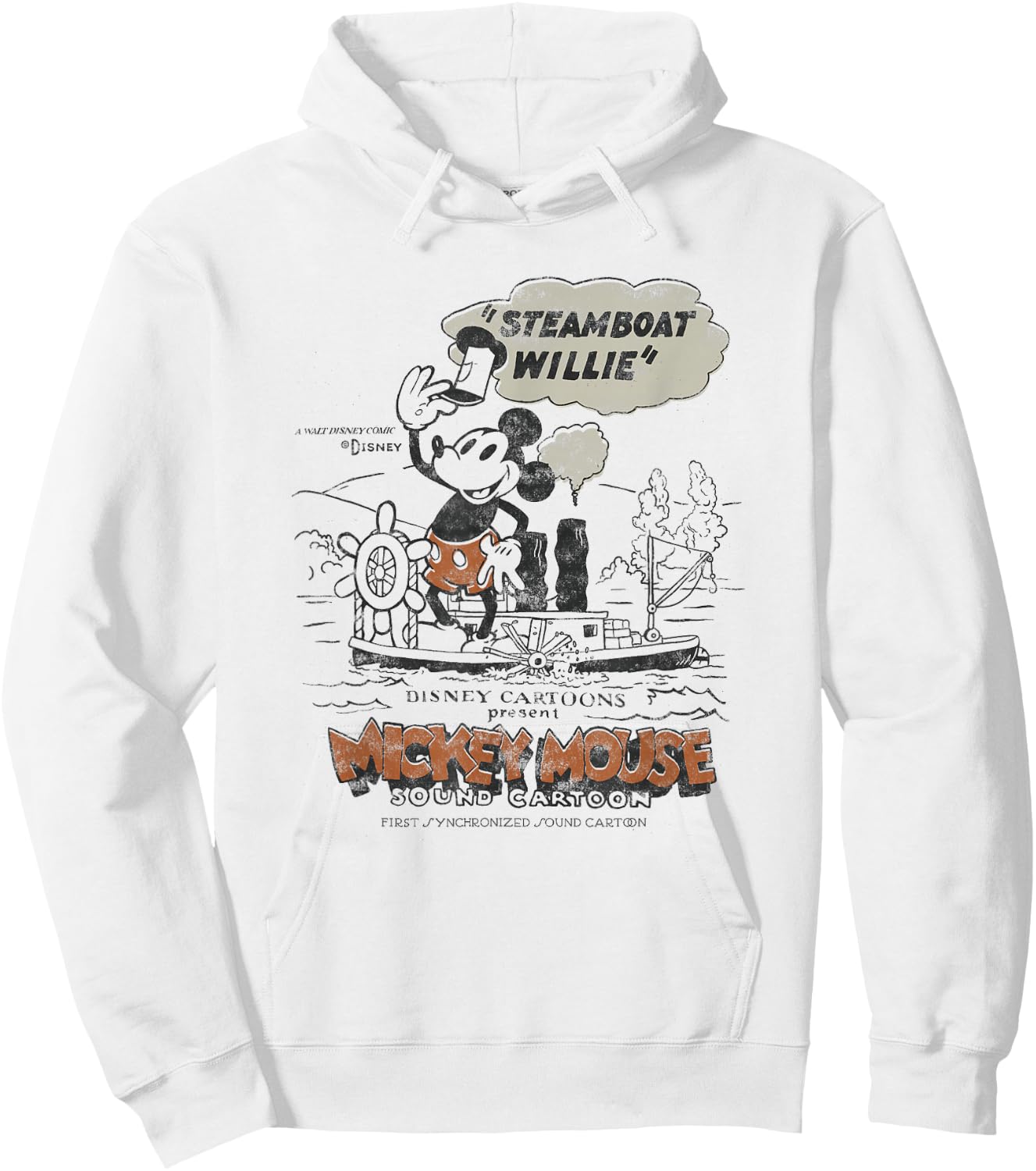 Disney 100 Mickey Mouse Steamboat Willie Sound Cartoon D100 Hoodie - Hoodie | White