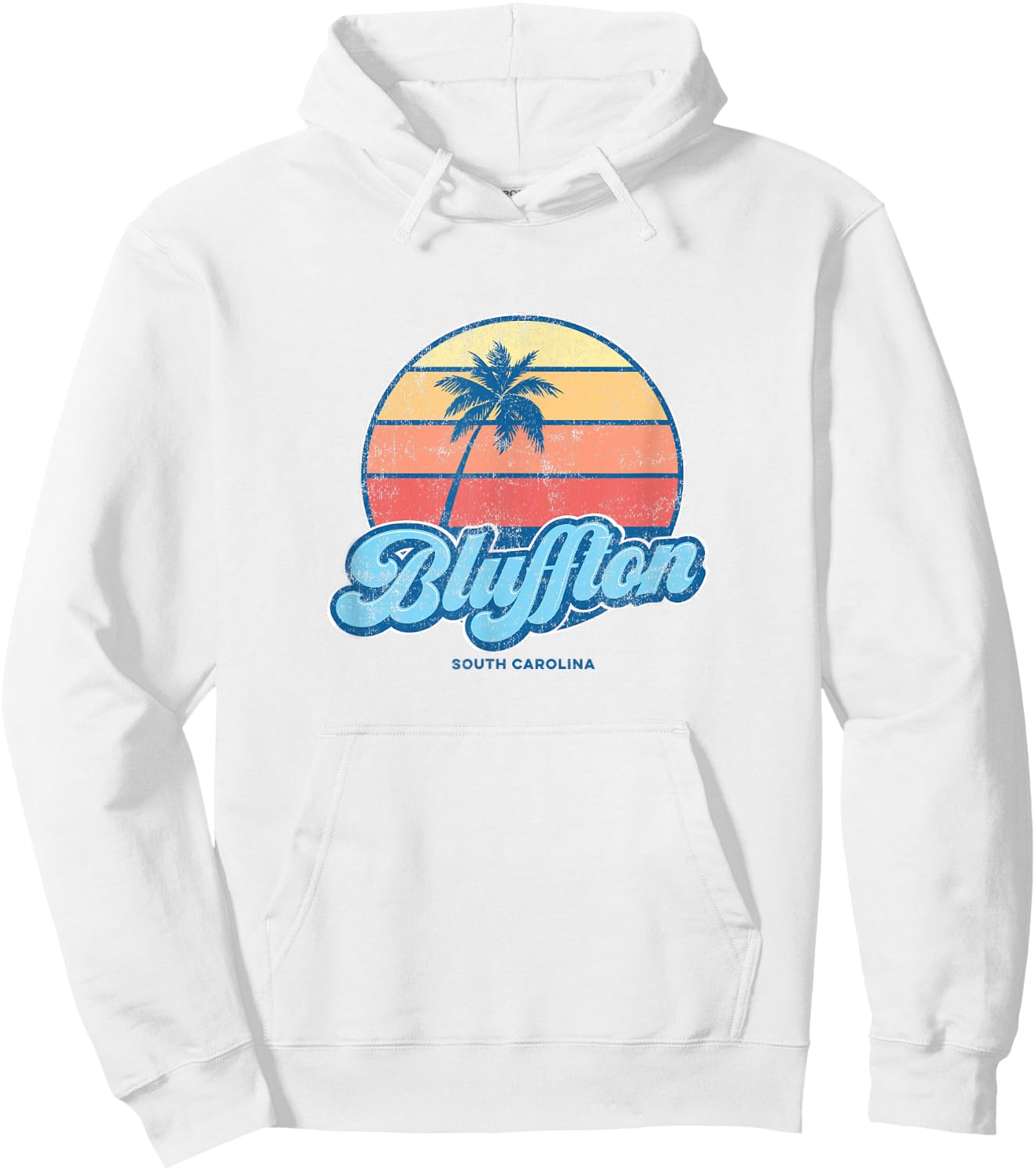 Vintage Bluffton South Carolina SC Classic 70s Retro Surfer Hoodie - Hoodie | White