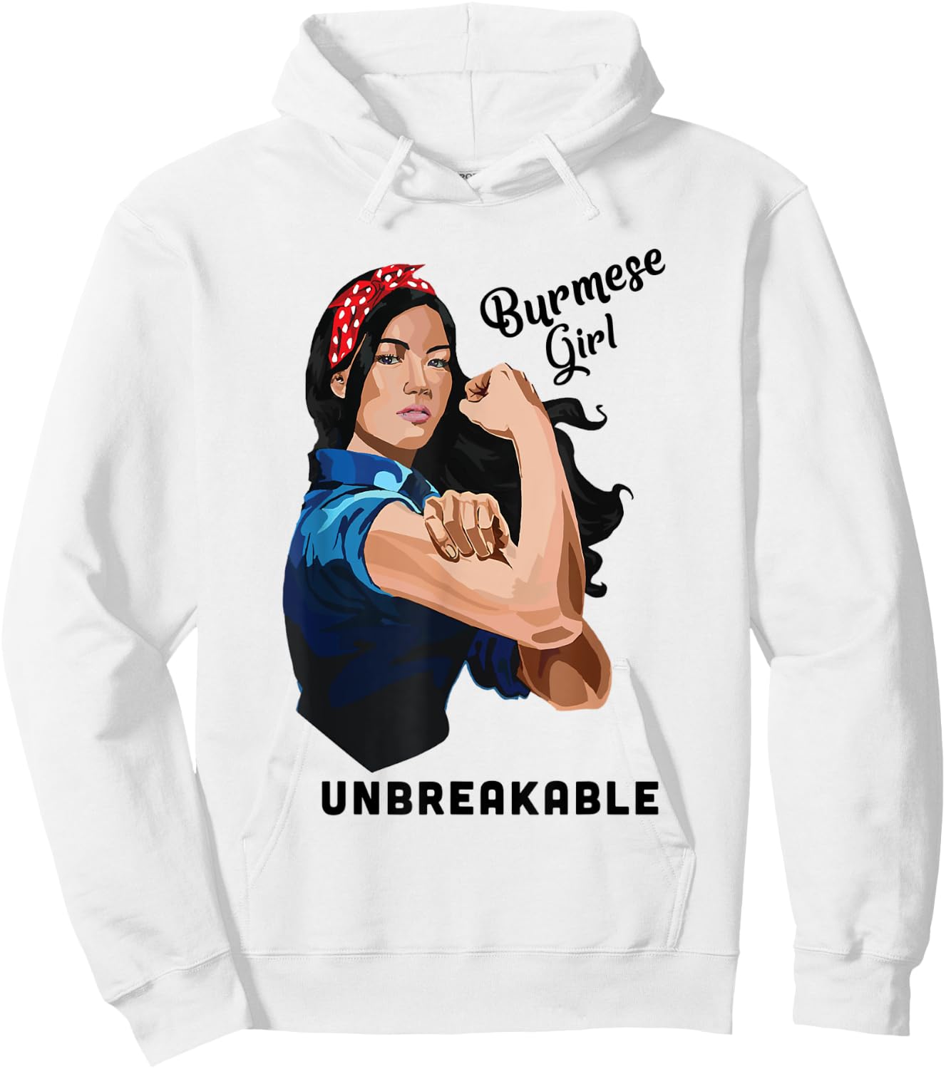 Burmese Girl Unbreakable Rosie Riveter Retro Proud Heritage Hoodie - Hoodie | White