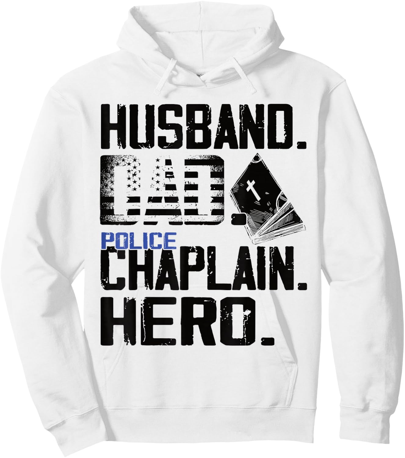 Husband dad police chaplain hero - Funny chaplain Hoodie - Hoodie | White