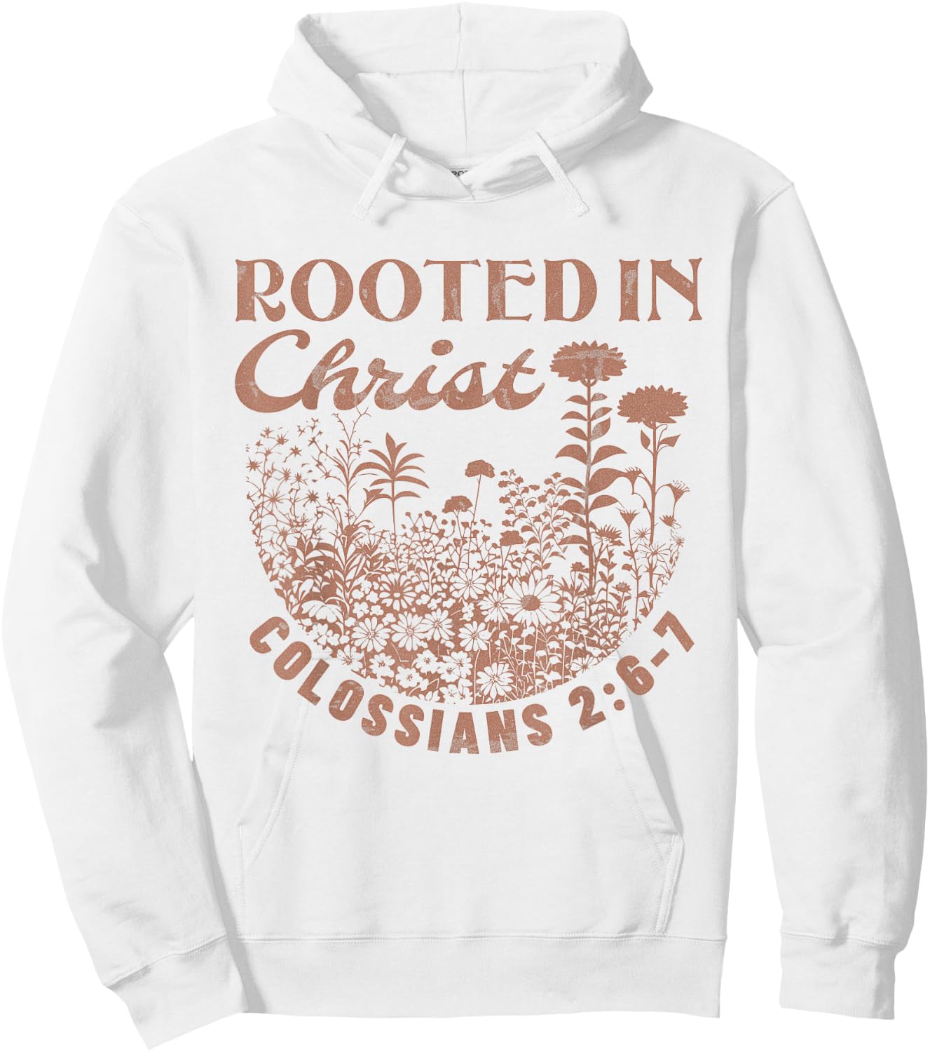 Colossians 2:7 Roots in Christ Scripture Christian Vintage Hoodie - Hoodie | White