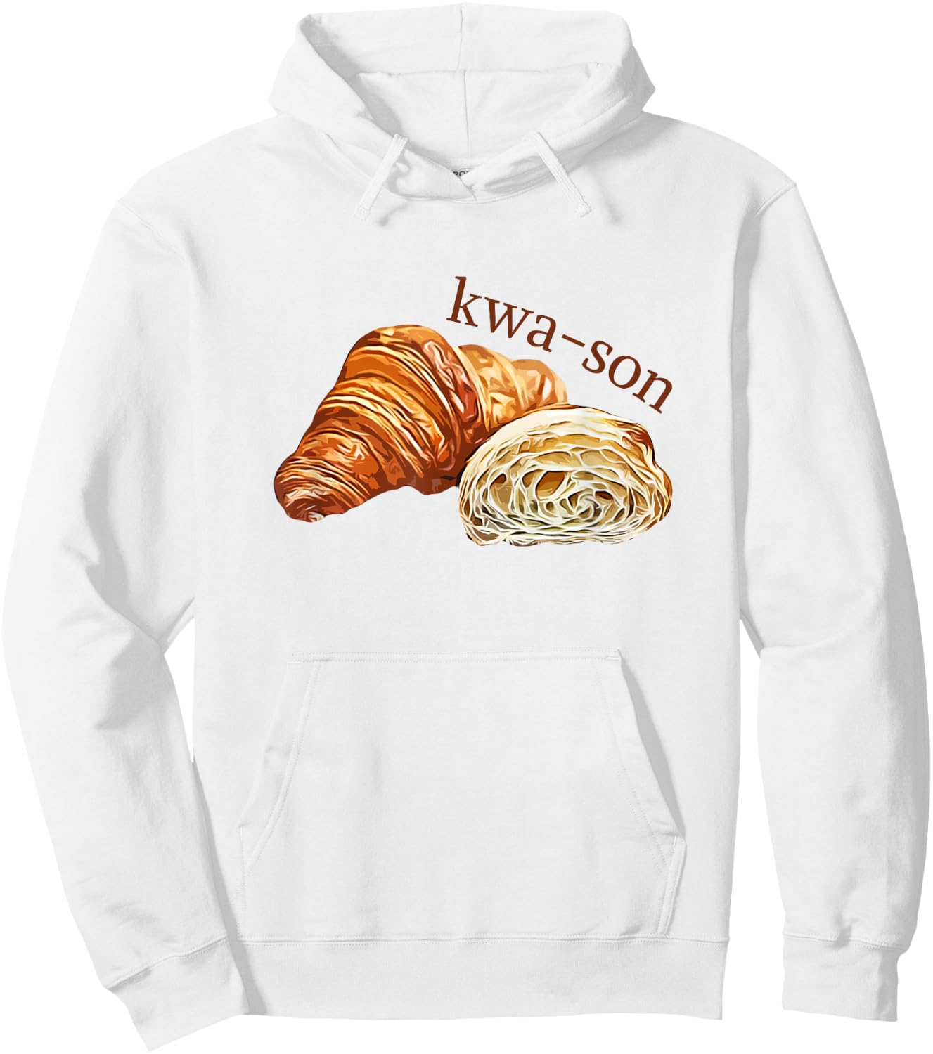 French Accents Apparel -Adults, -Kids Croissant Lover Kwa-Son Cute Funny Cotton Polyester Short Sleeve Hoodie - Hoodie | White