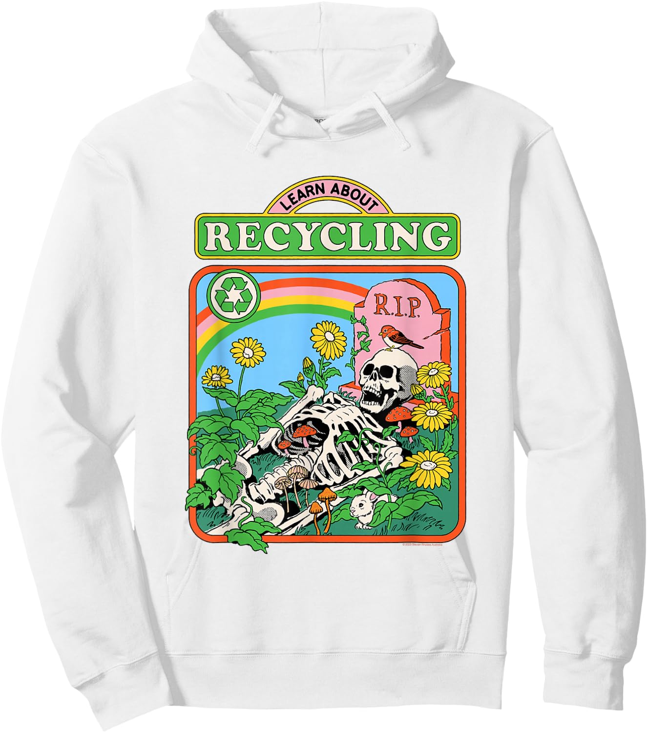 Steven Rhodes Learn Recycling Eco Skeleton Retro Dark Humor Hoodie - Hoodie | White