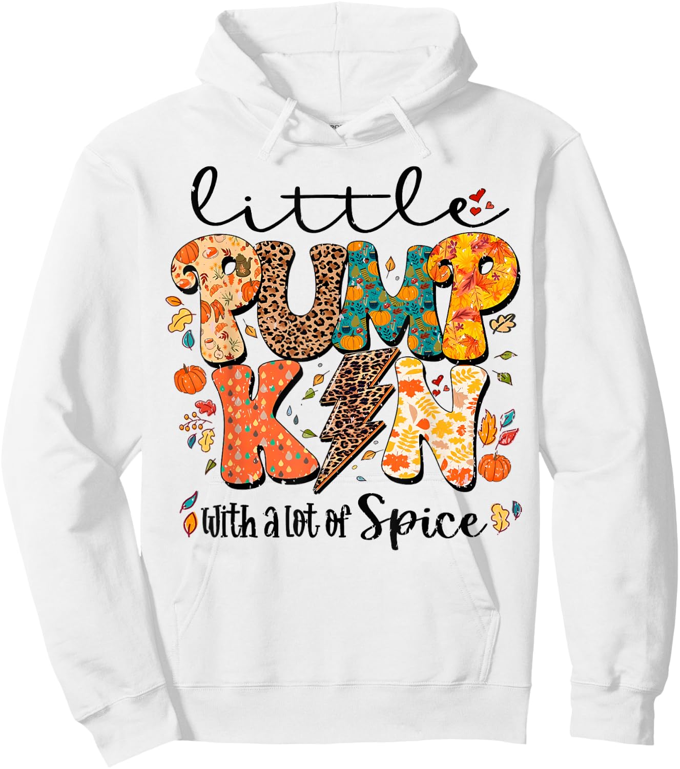 Little Pumpkin With A Lot Of Spice Leopard Thanksgiving Hoodie - Hoodie | White
