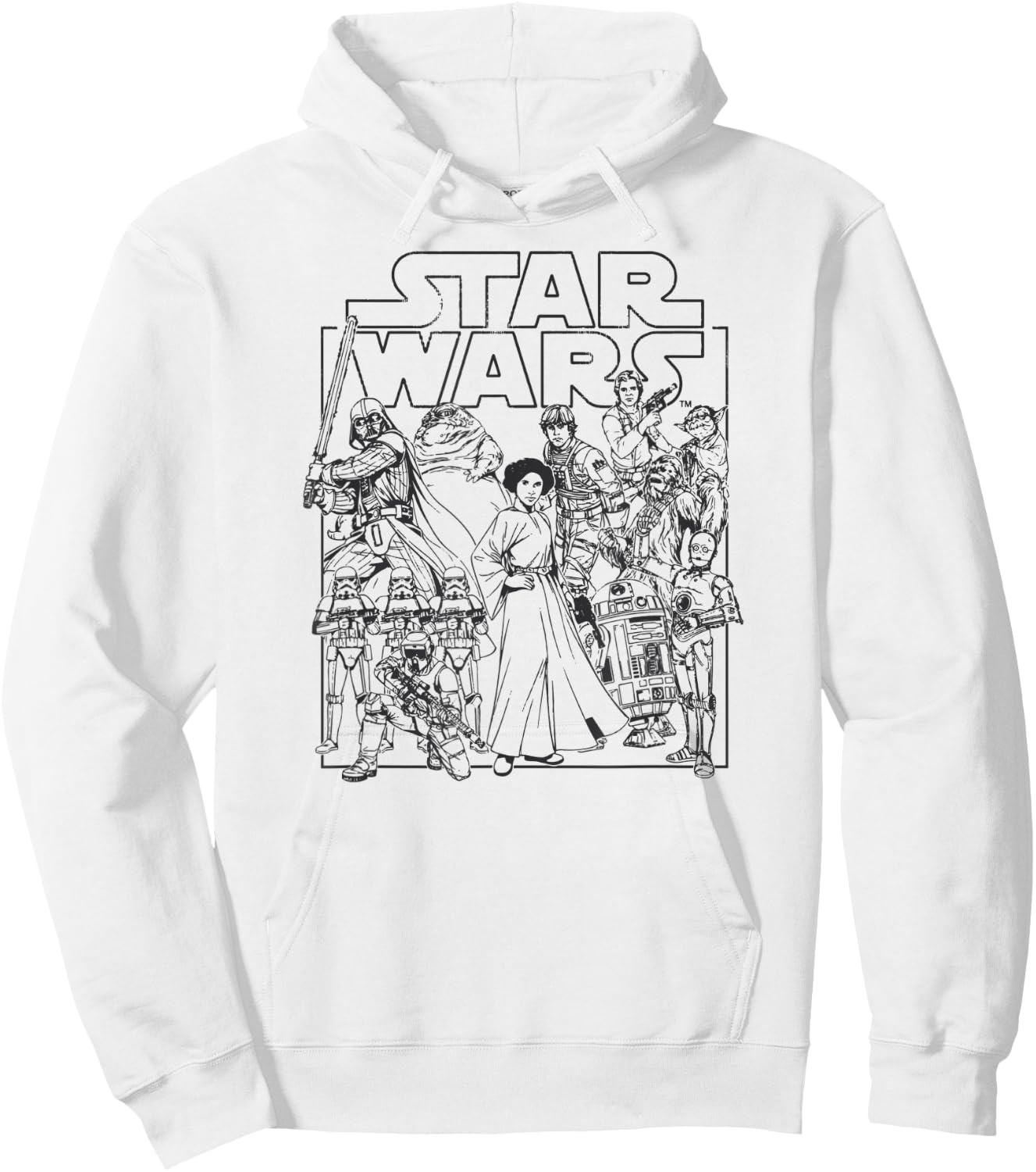 Amazon Essentials Star Wars Kids' Retro Movie Poster Group Pose , White, Small Hoodie - Hoodie | White