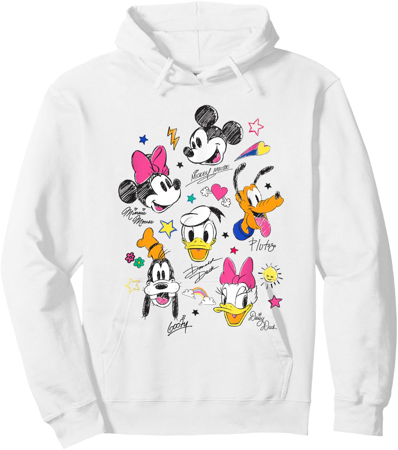 Disney Mickey and Friends Retro Doodle Best Friend Faces Hoodie - Hoodie | White