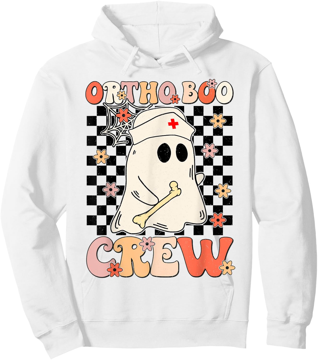 Ortho Boo Crew Ghost Pumpkin Orthopedic Nurse Halloween Hoodie - Hoodie | White