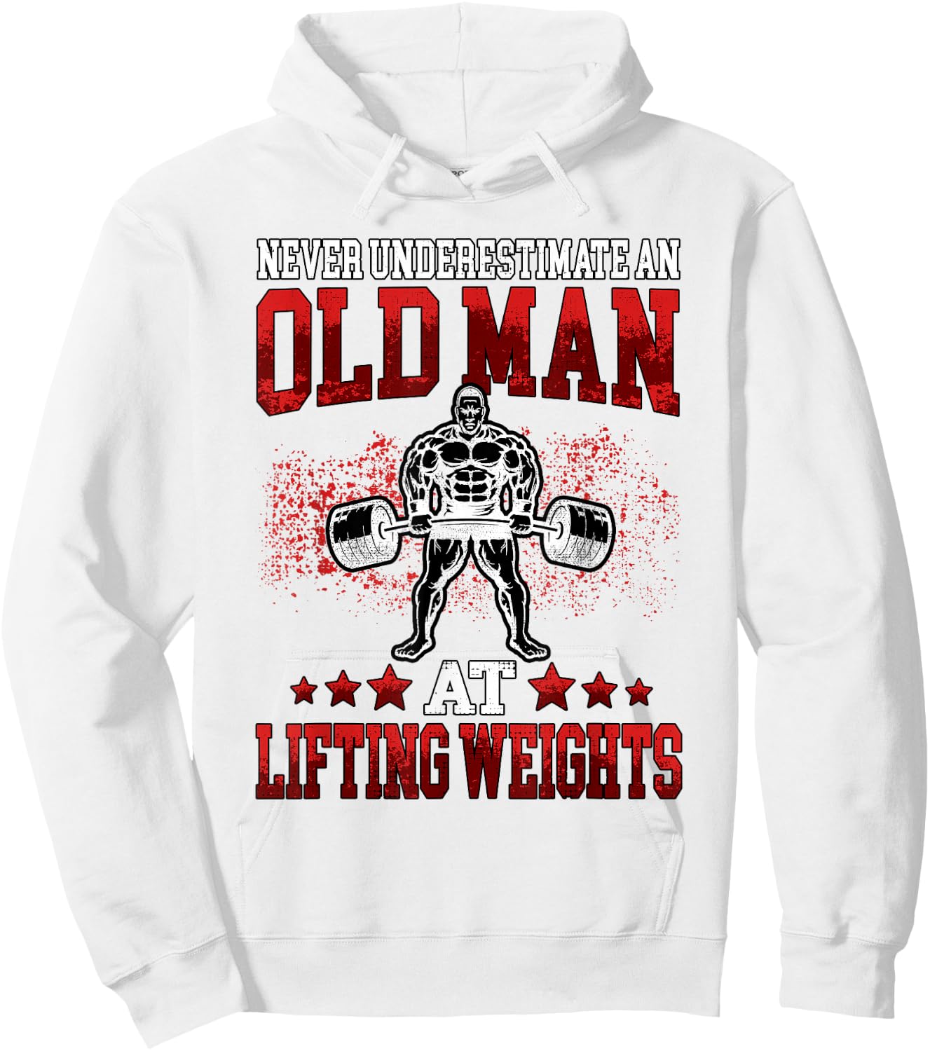 Fitness Old Man Pumping Gym Workout Gym Hoodie - Hoodie | White