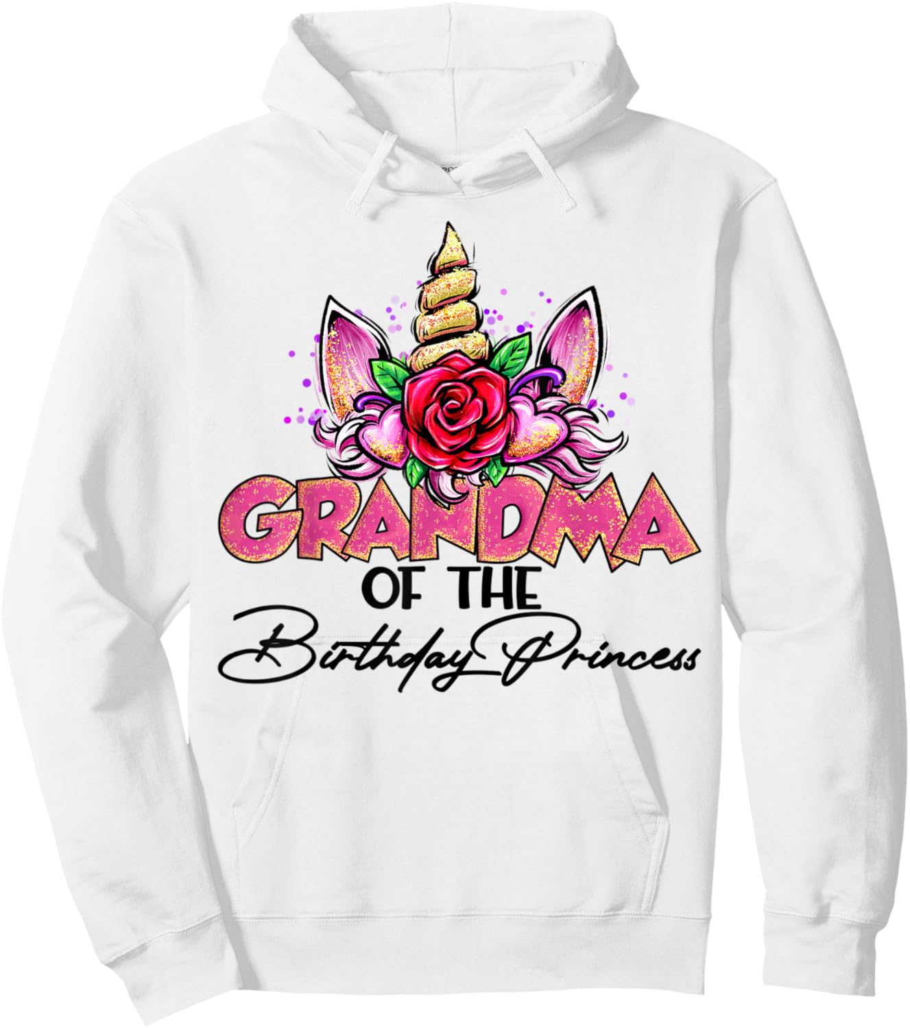 Grandma of the Birthday Princess Unicorn Matching Family Hoodie - Hoodie | White