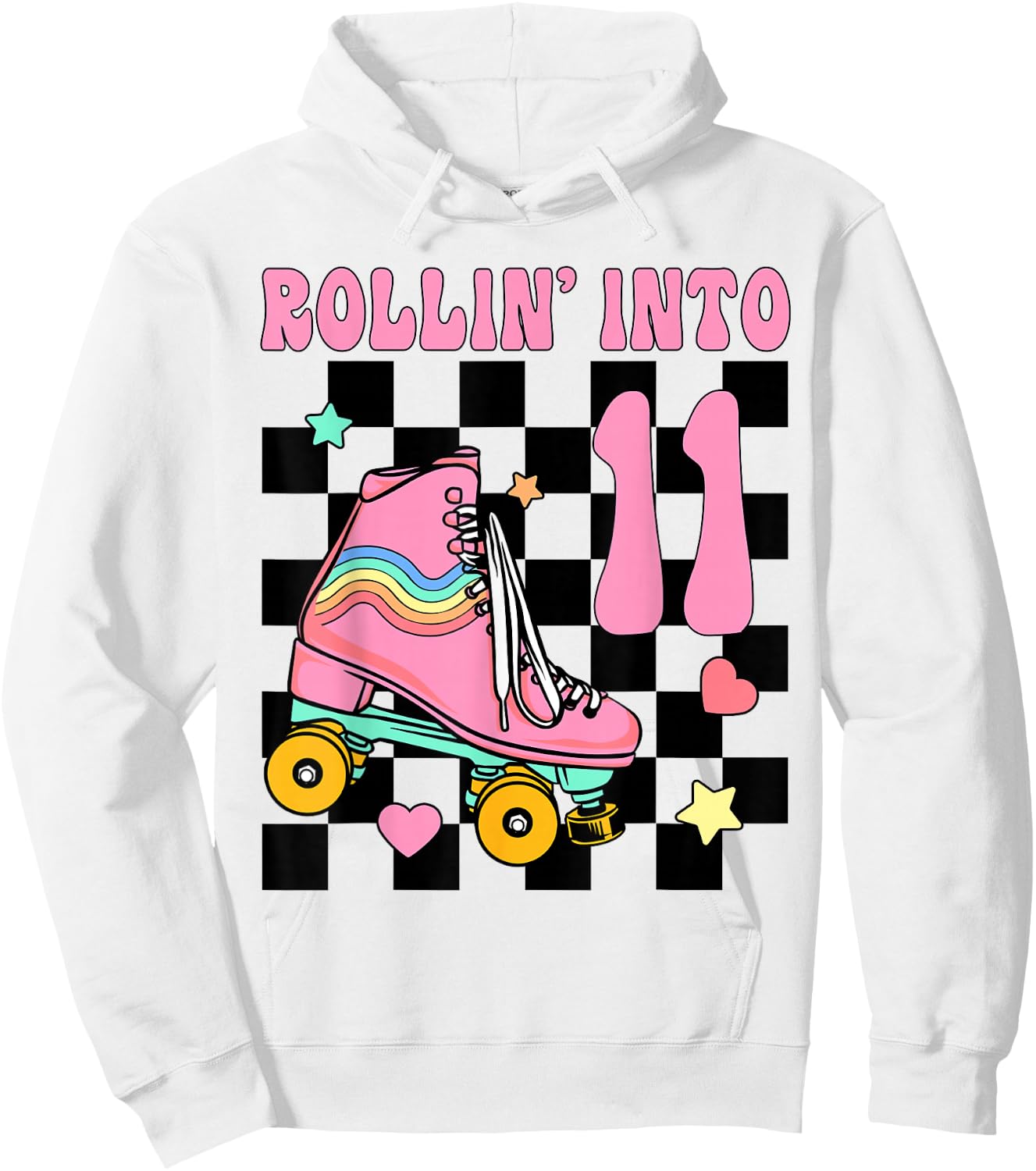Rolling Into 11 Years Old Roller Skating Girl 11th Birthday Hoodie - Hoodie | White