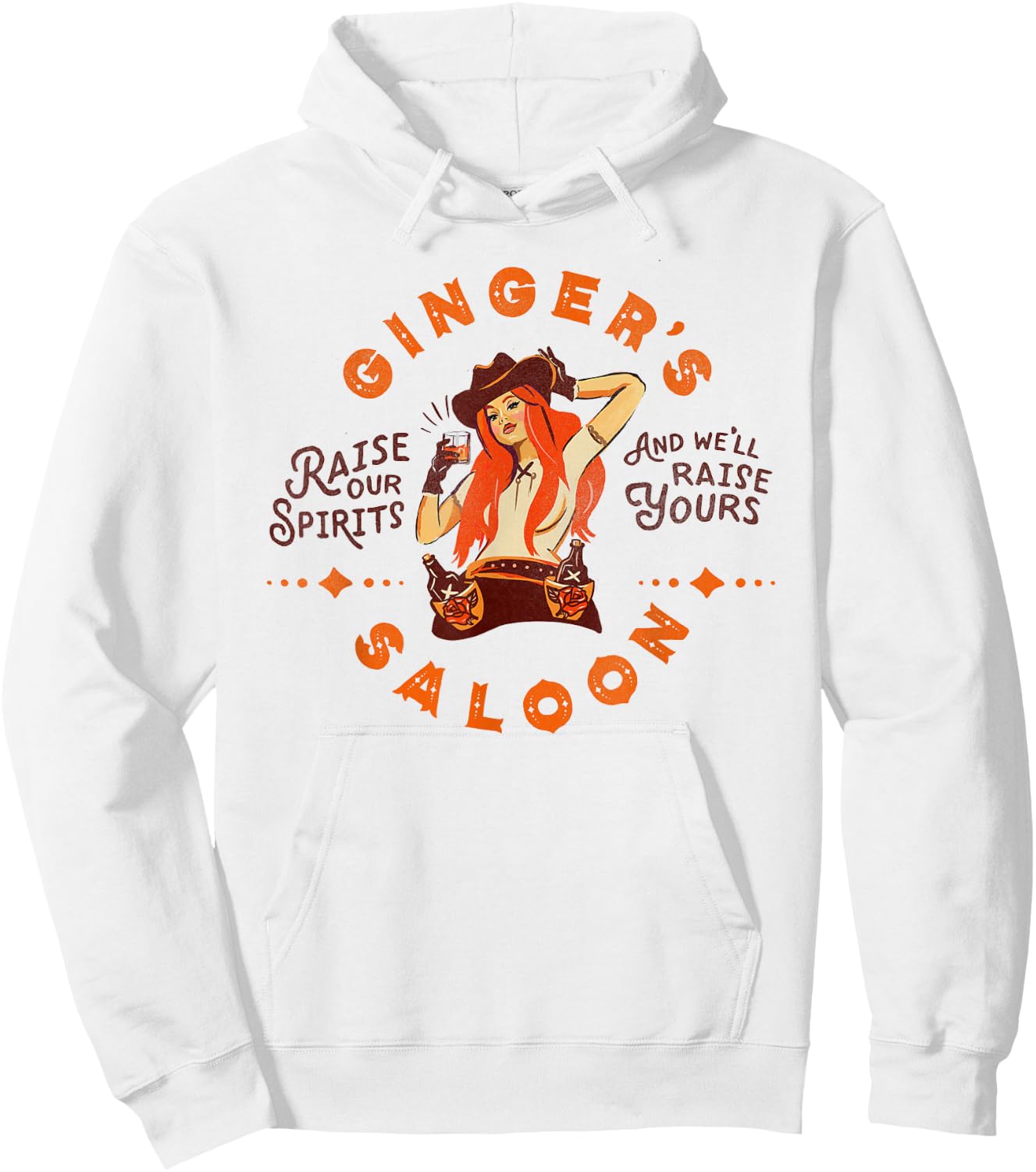 Gingers Saloon Vintage Whiskey Redhead Dive Bar Artist Gift Hoodie - Hoodie | White