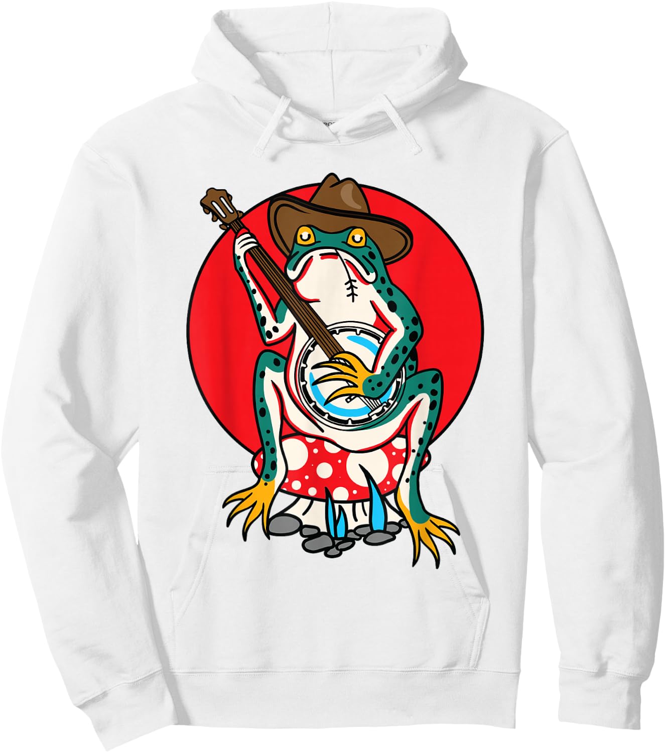 American Traditional Old School Tattoo Flash Frog Banjo Hoodie - Hoodie | White
