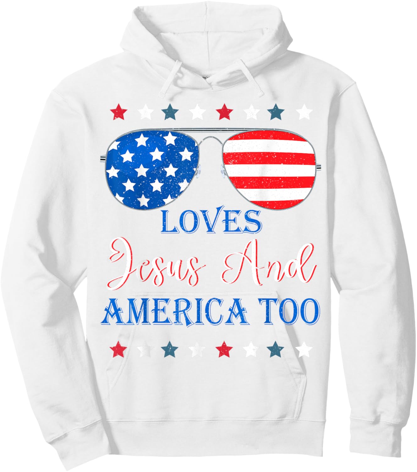 Loves Jesus America Too Toddler Boy USA Flag Christ Patriot Hoodie - Hoodie | White