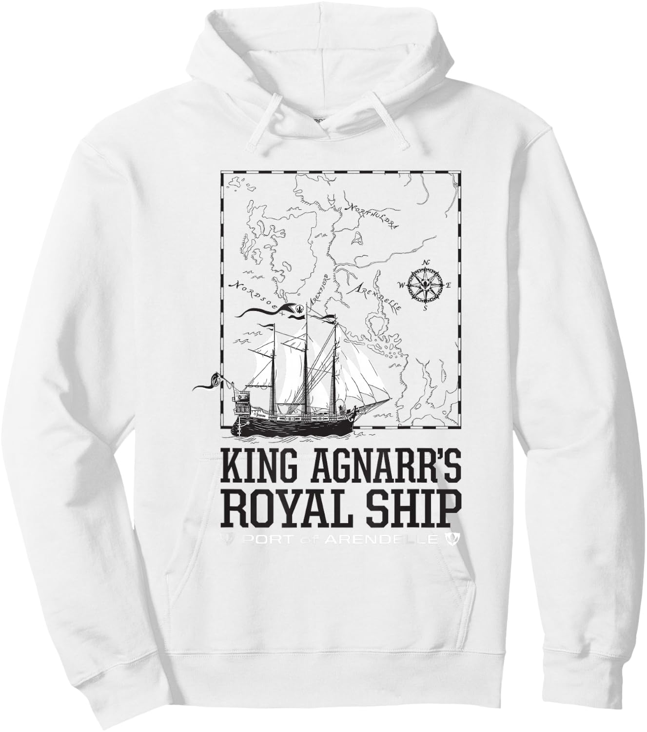 Disney Frozen King Agnarr's Royal Ship Port Of Arendelle Map Hoodie - Hoodie | White
