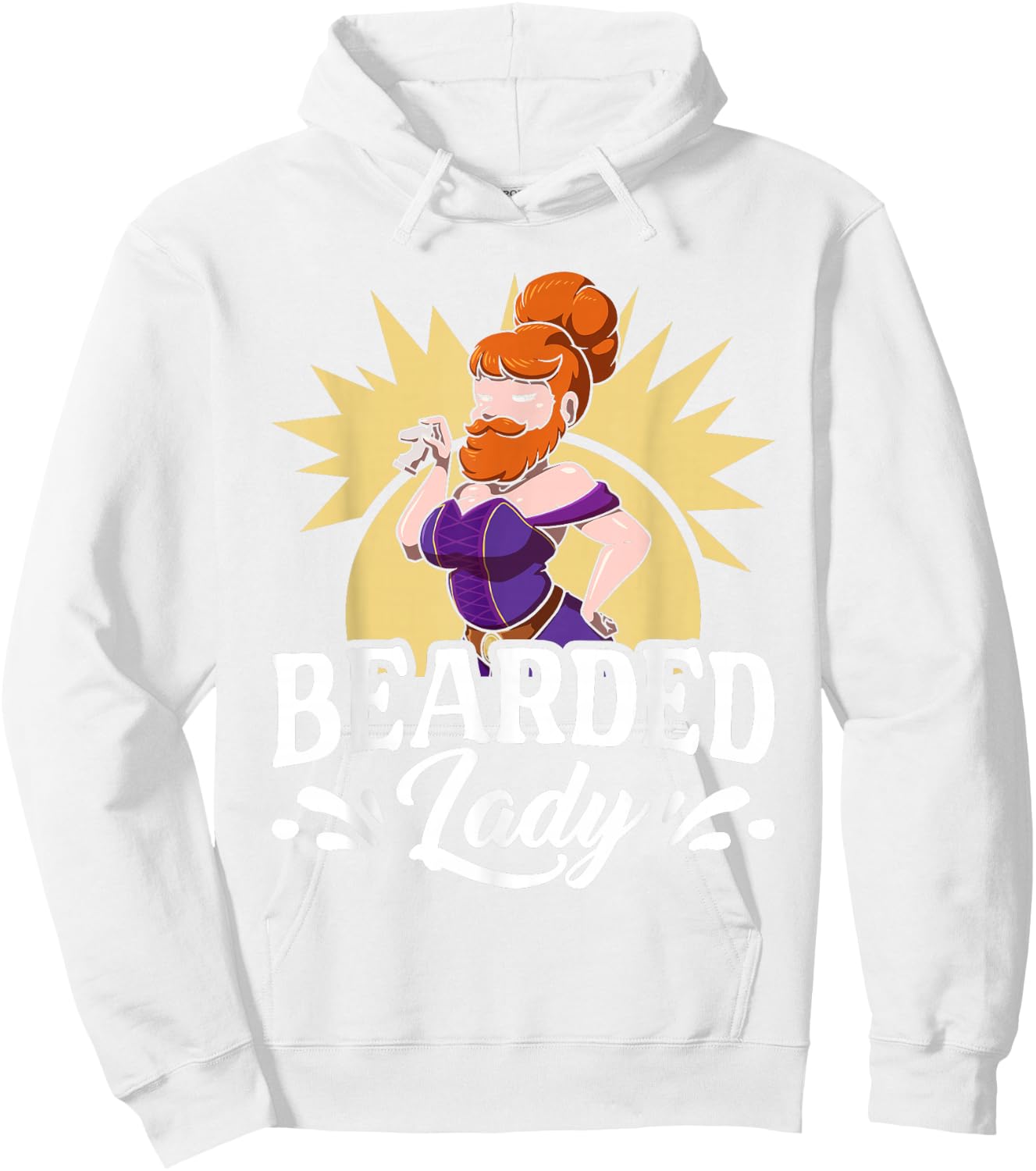 Bearded Lady Funny Circus Costume Carnival Freak Hoodie - Hoodie | White