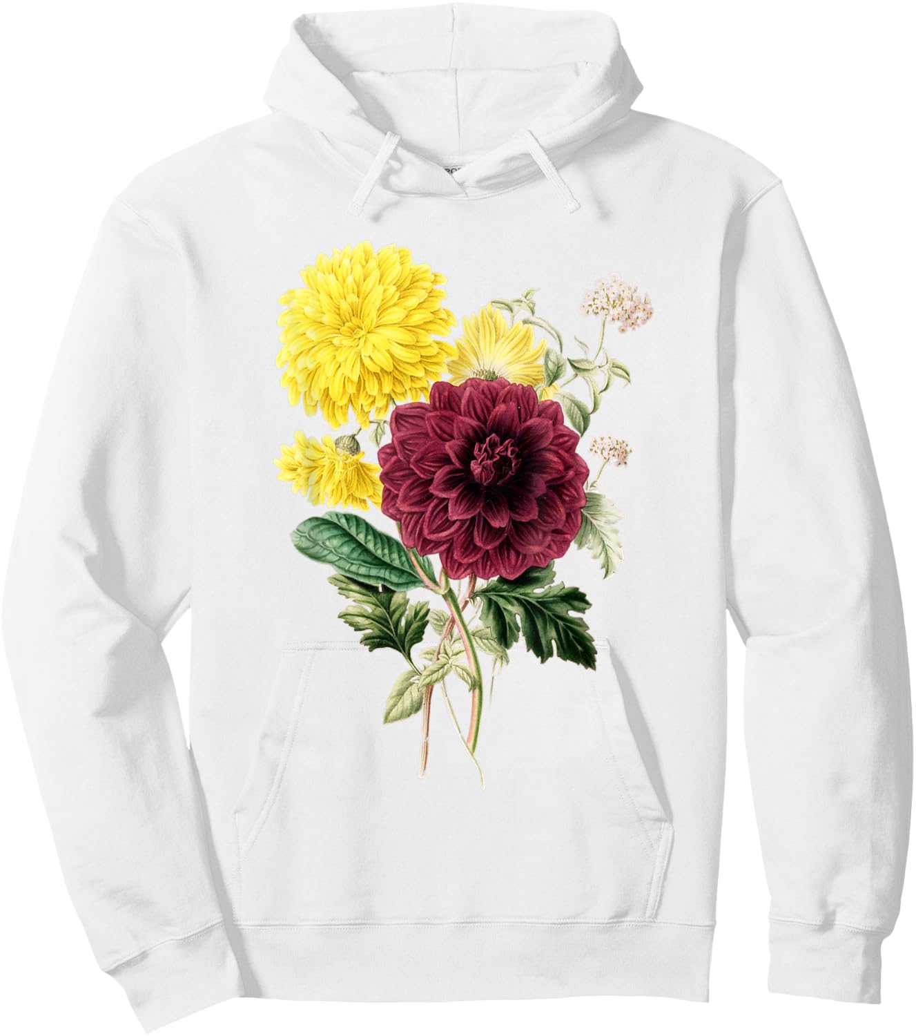 Dahlia Botanical Plant Bee Flower Annual Garden Hoodie - Hoodie | White