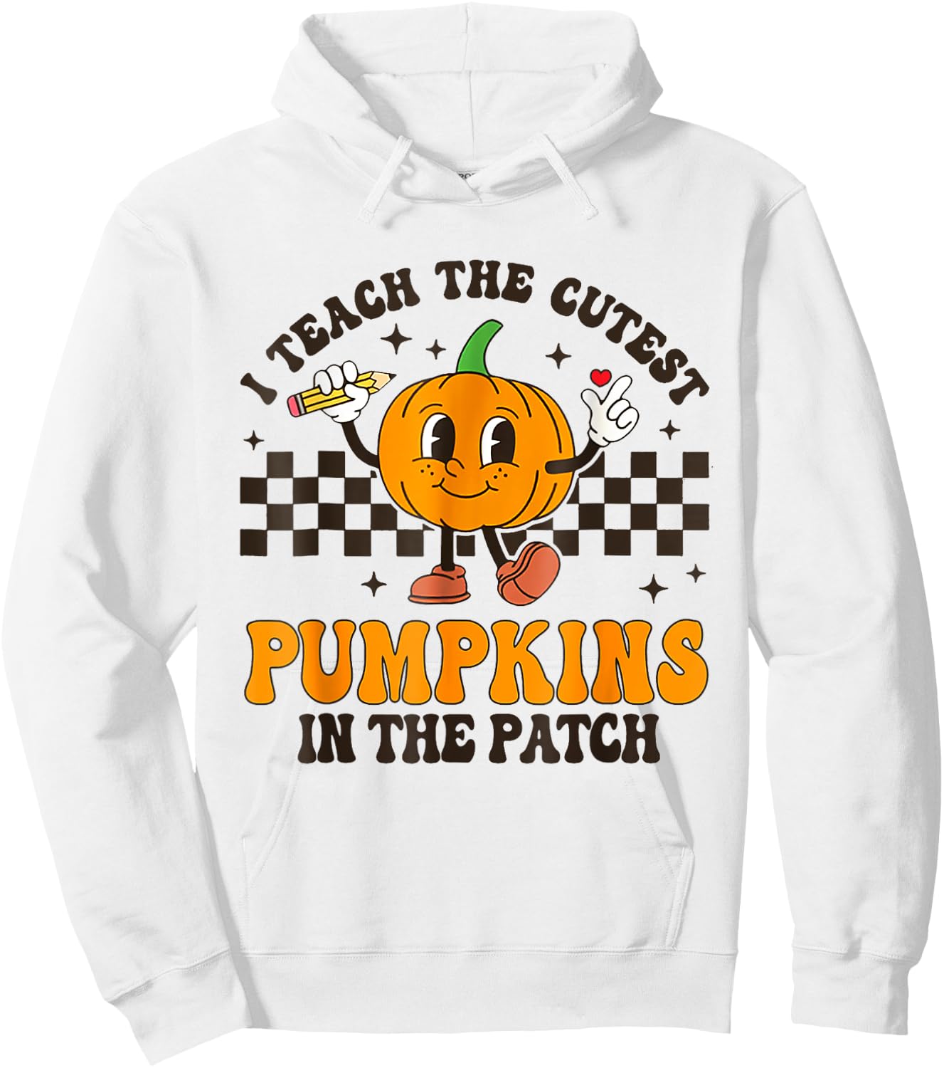I Teach The Cutest Pumpkins In The Patch Groovy Teacher Fall Hoodie - Hoodie | White