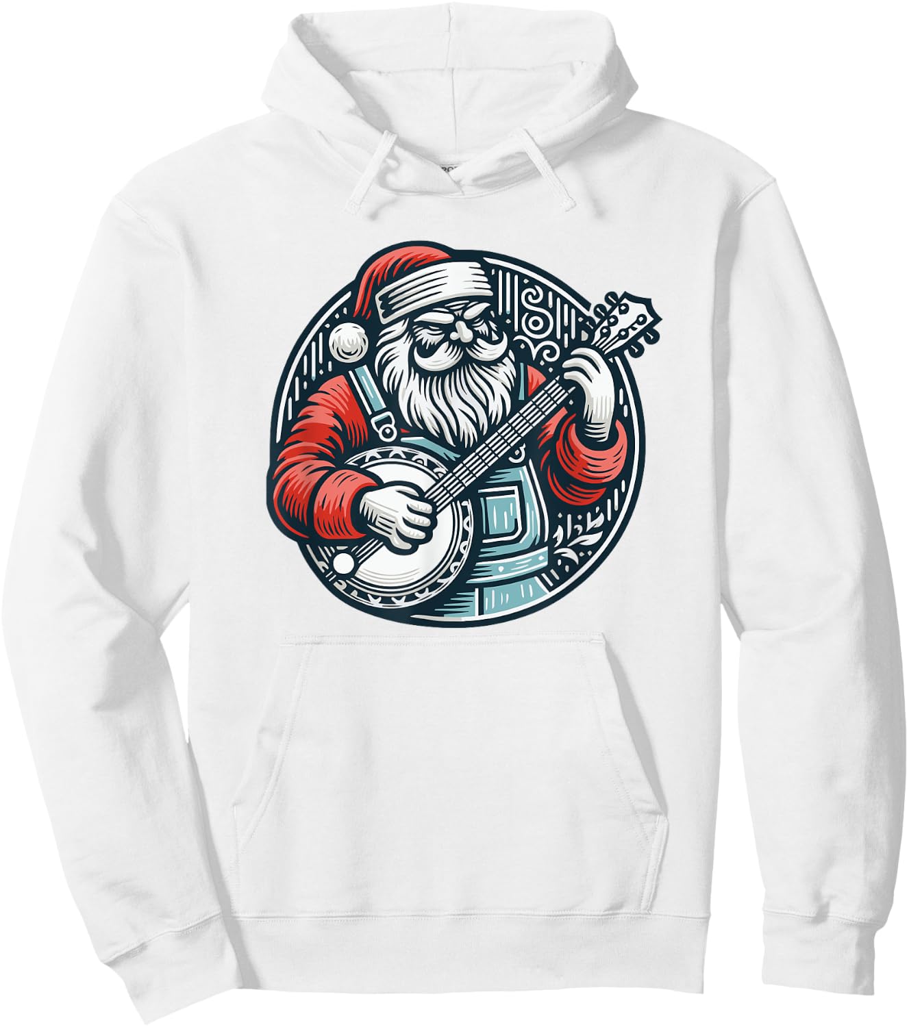 Banjo Santa Bluegrass County Santa Claus With Overalls Hoodie - Hoodie | White
