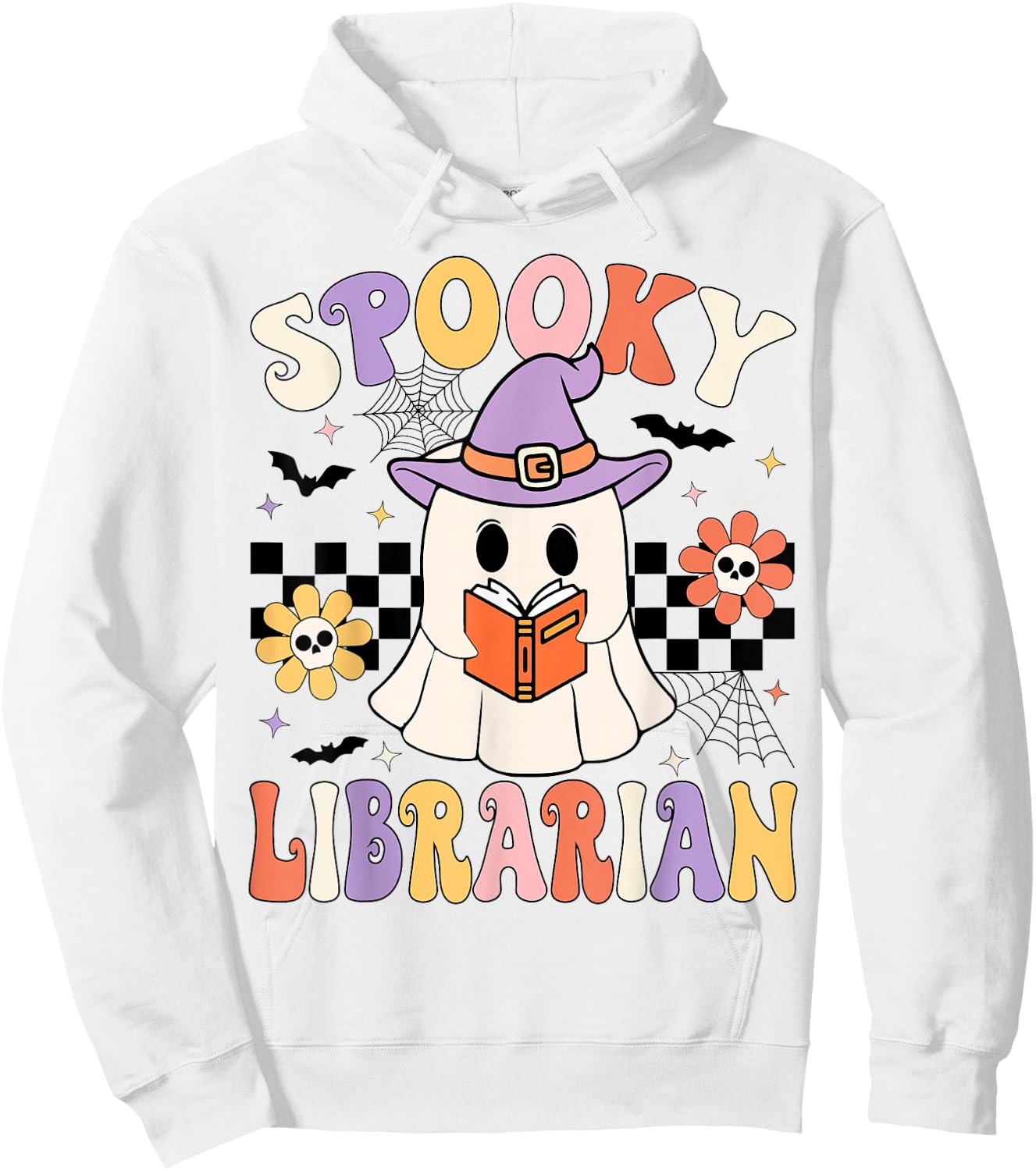 Groovy Spooky Librarian Halloween Library ghost Librarian Hoodie - Hoodie | White