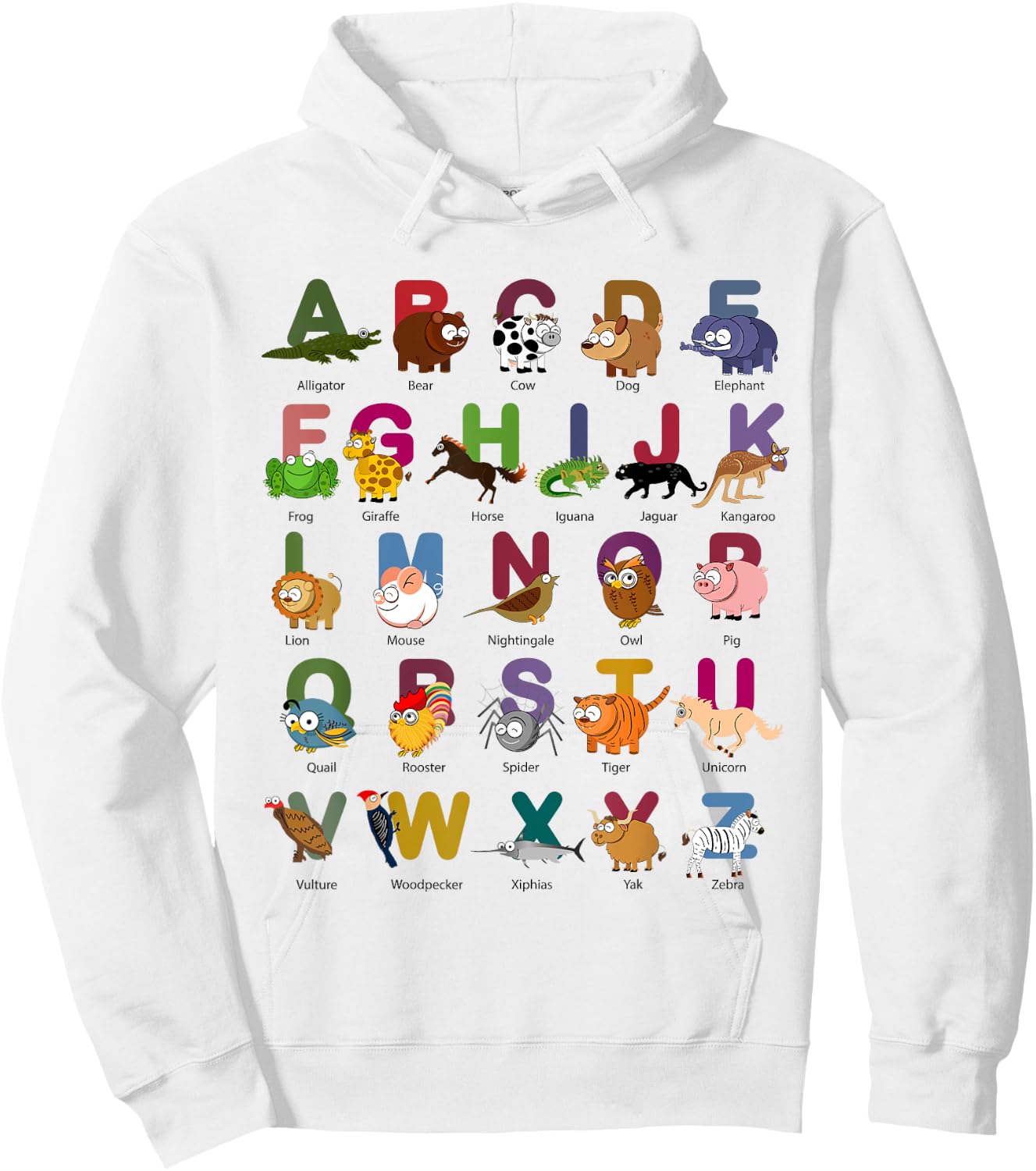 ABC Animals Identification A-Z Types Of Zoo Animals Alphabet Hoodie - Hoodie | White