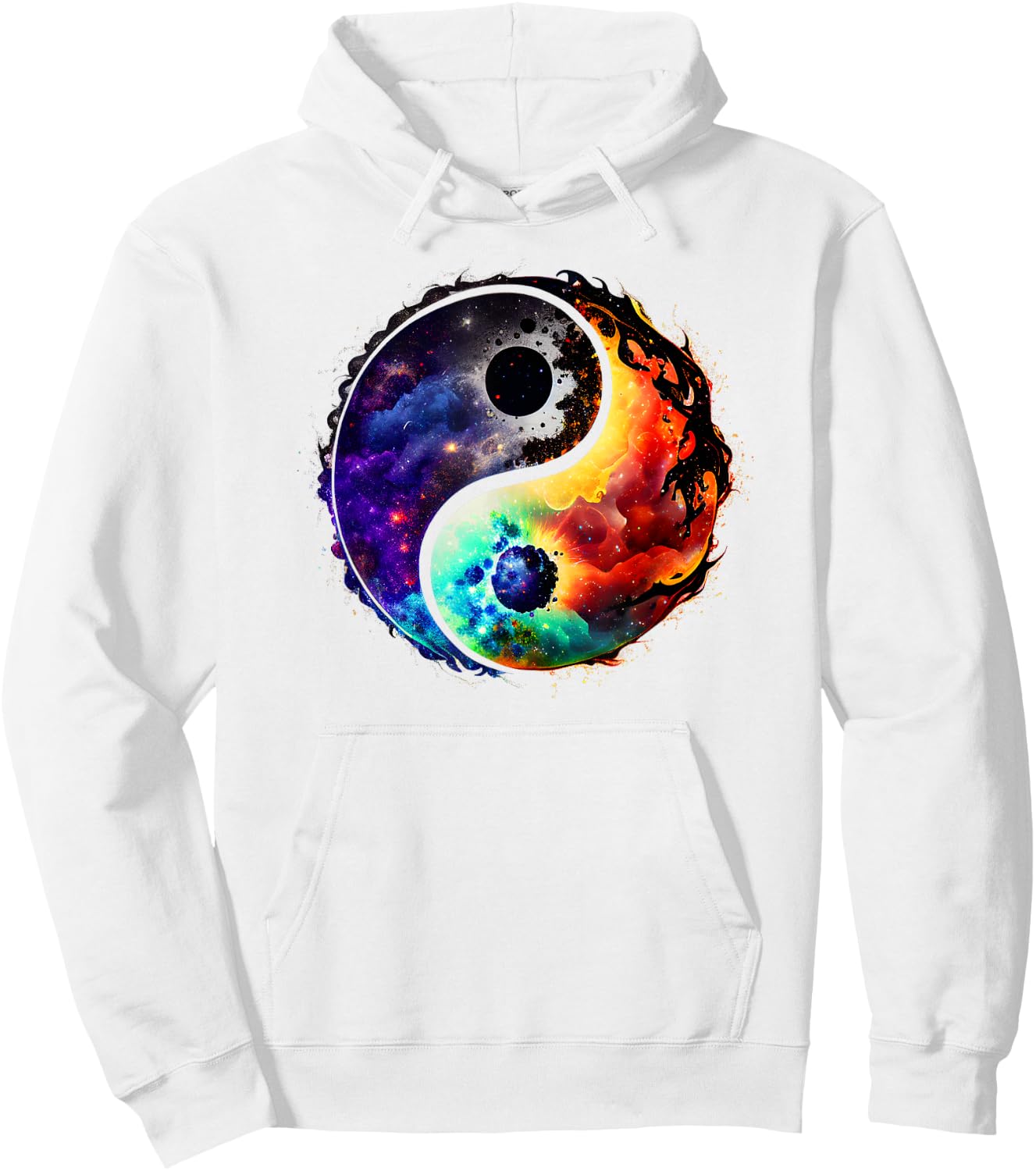 Yin Yang Feng Shui Ying Yang Zen Taijitu Colorful Galaxy Hoodie - Hoodie | White