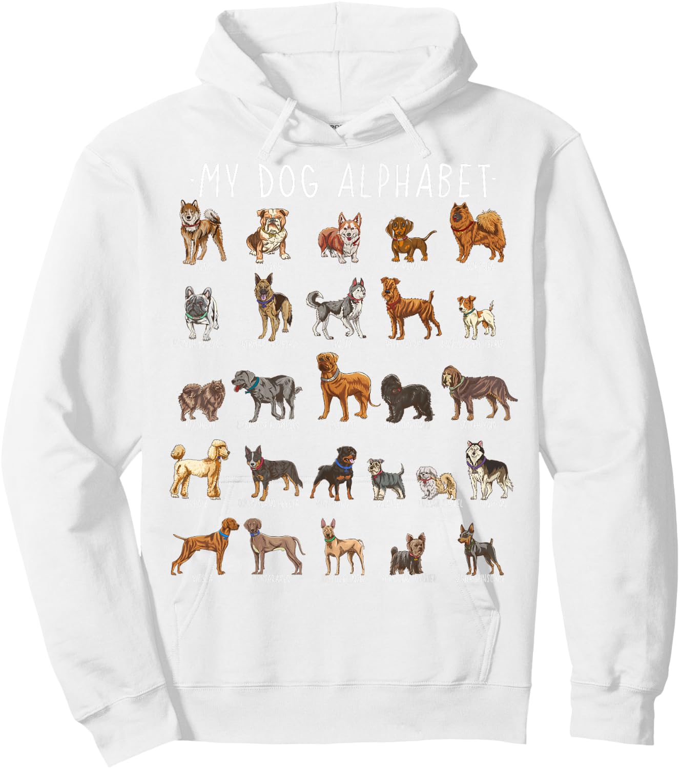Types Of Dogs Alphabet - Dog Identification - A-Z ABC Women Kids Hoodie - Hoodie | White