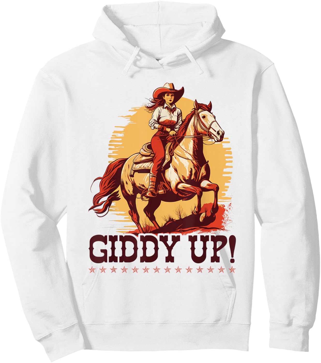 Country Giddy Up, Bronc Horse Riding Giddy Up Cowgirl Hoodie - Hoodie | White