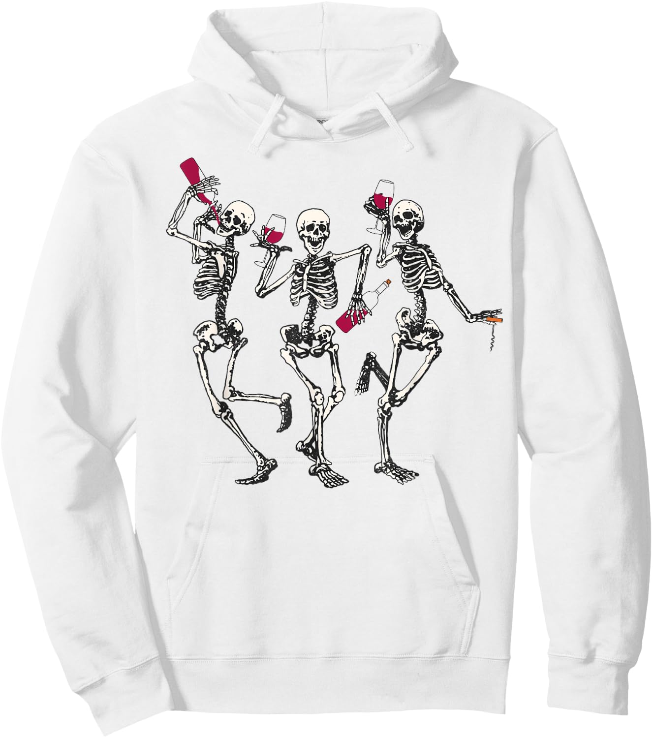 Dancing Skeletons funny Halloween easy costume drinking wine Hoodie - Hoodie | White