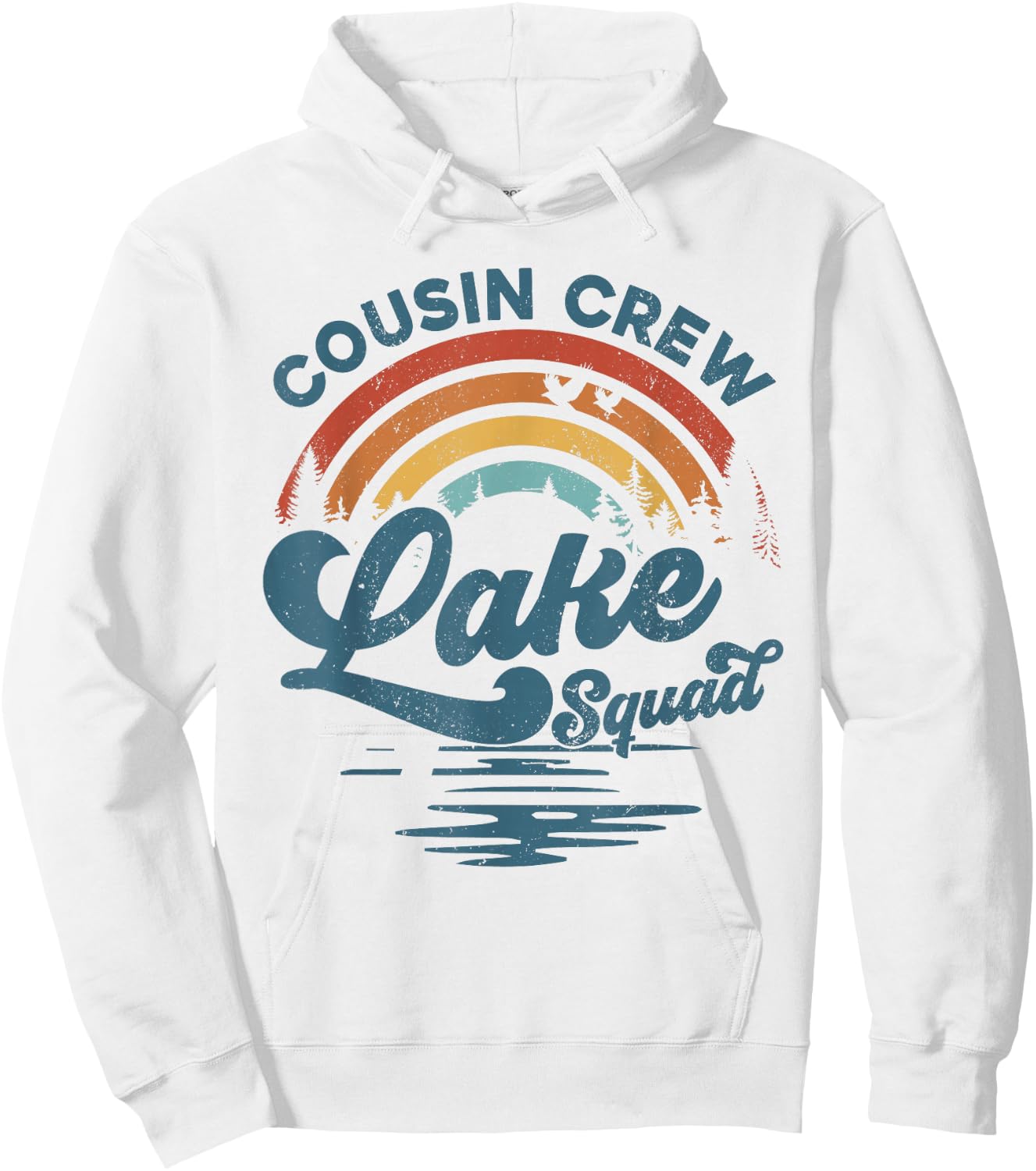 Cousin Crew Lake Squad Groovy Rainbow Vacation Lake Trip Hoodie - Hoodie | White
