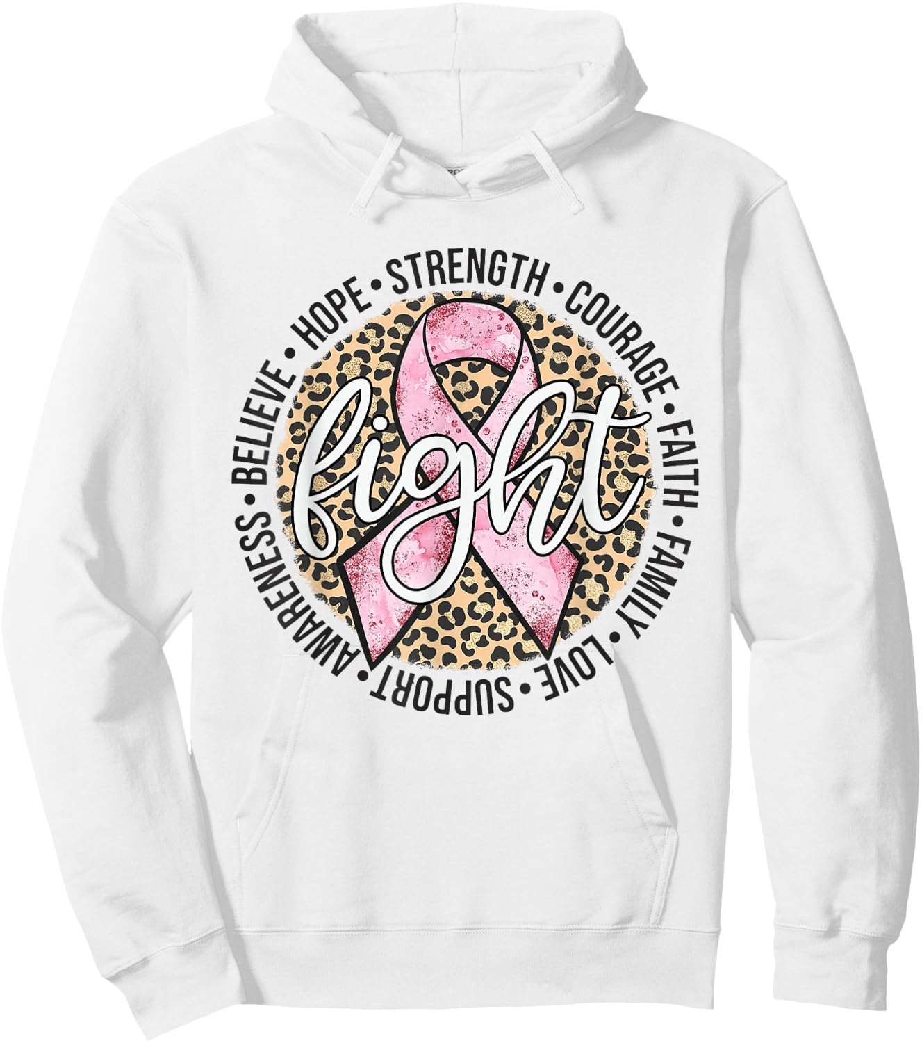 Fight Breast Survivor Breast Cancer Awarenes Leopard Hoodie - Hoodie | White