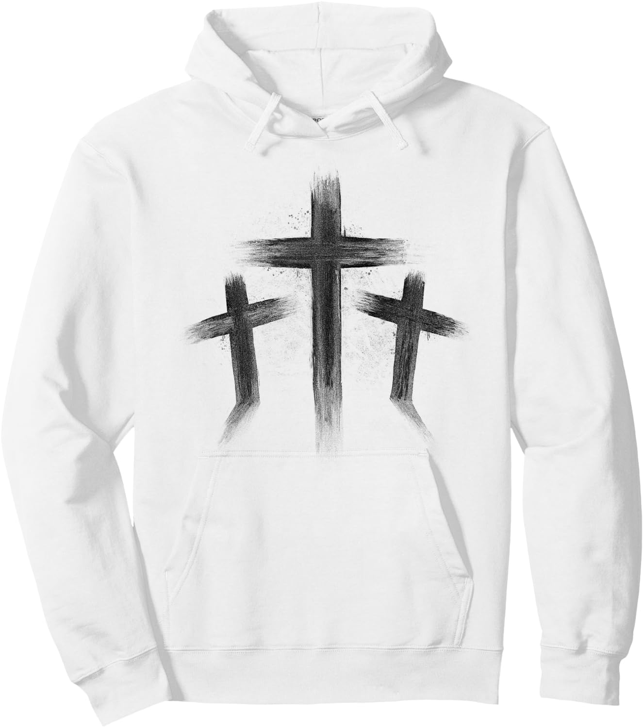 Three Crosses Distressed Style Jesus Christian Calvary Hoodie - Hoodie | White
