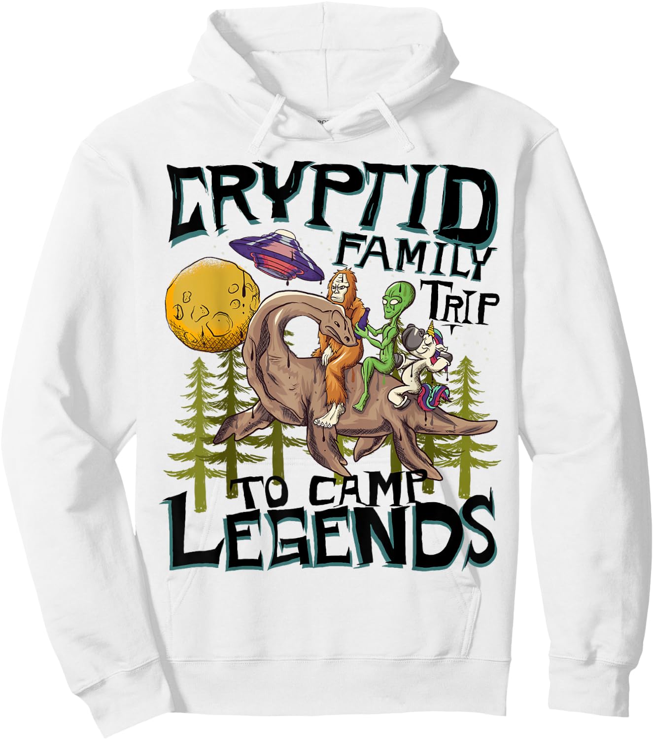 Funny Bigfoot Nessie Unicorn Alien - UFO - Cryptid Legends Hoodie - Hoodie | White