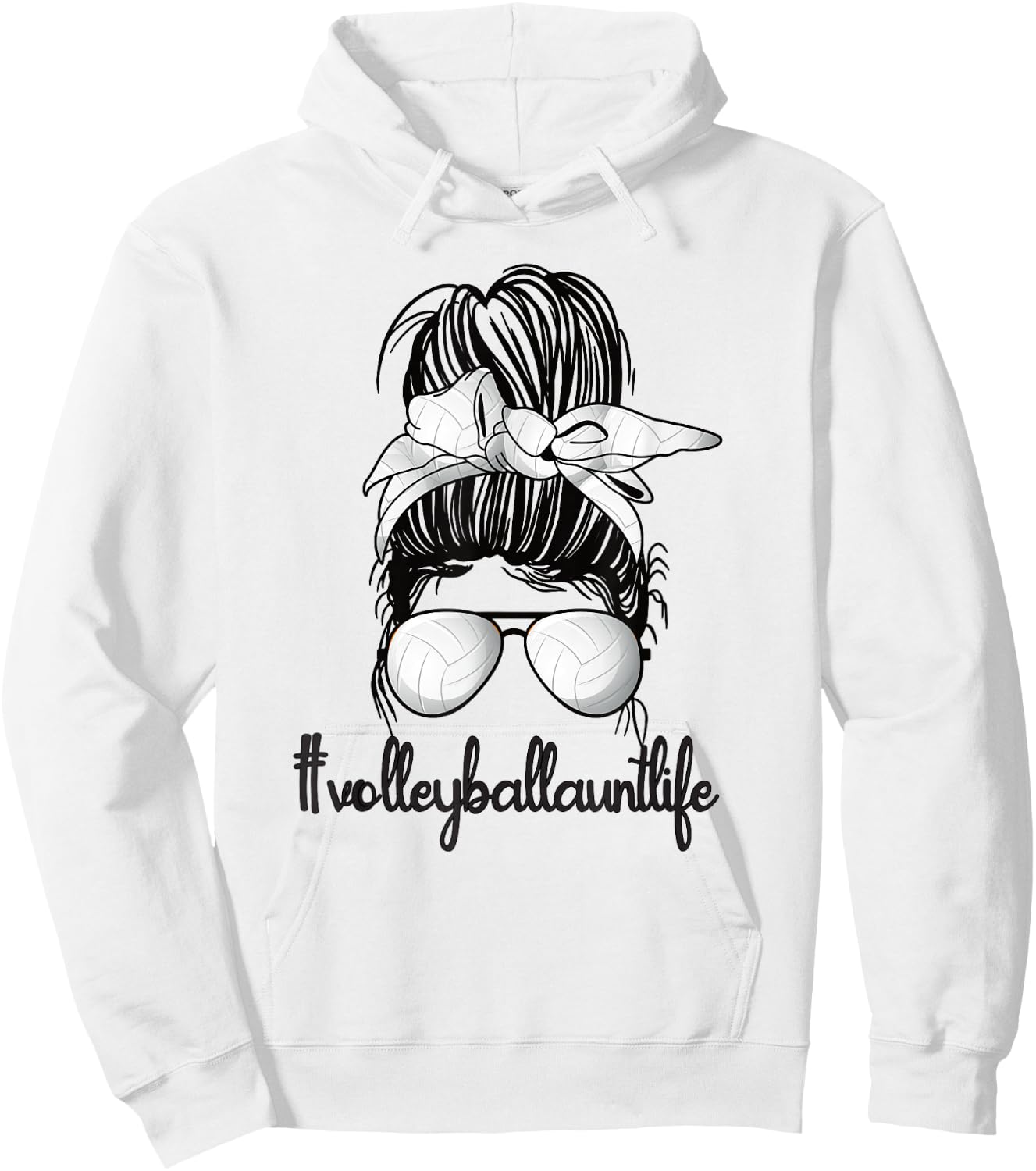 Volleyball Aunt Life Messy Bun Proud Volleyball Auntie Hoodie - Hoodie | White